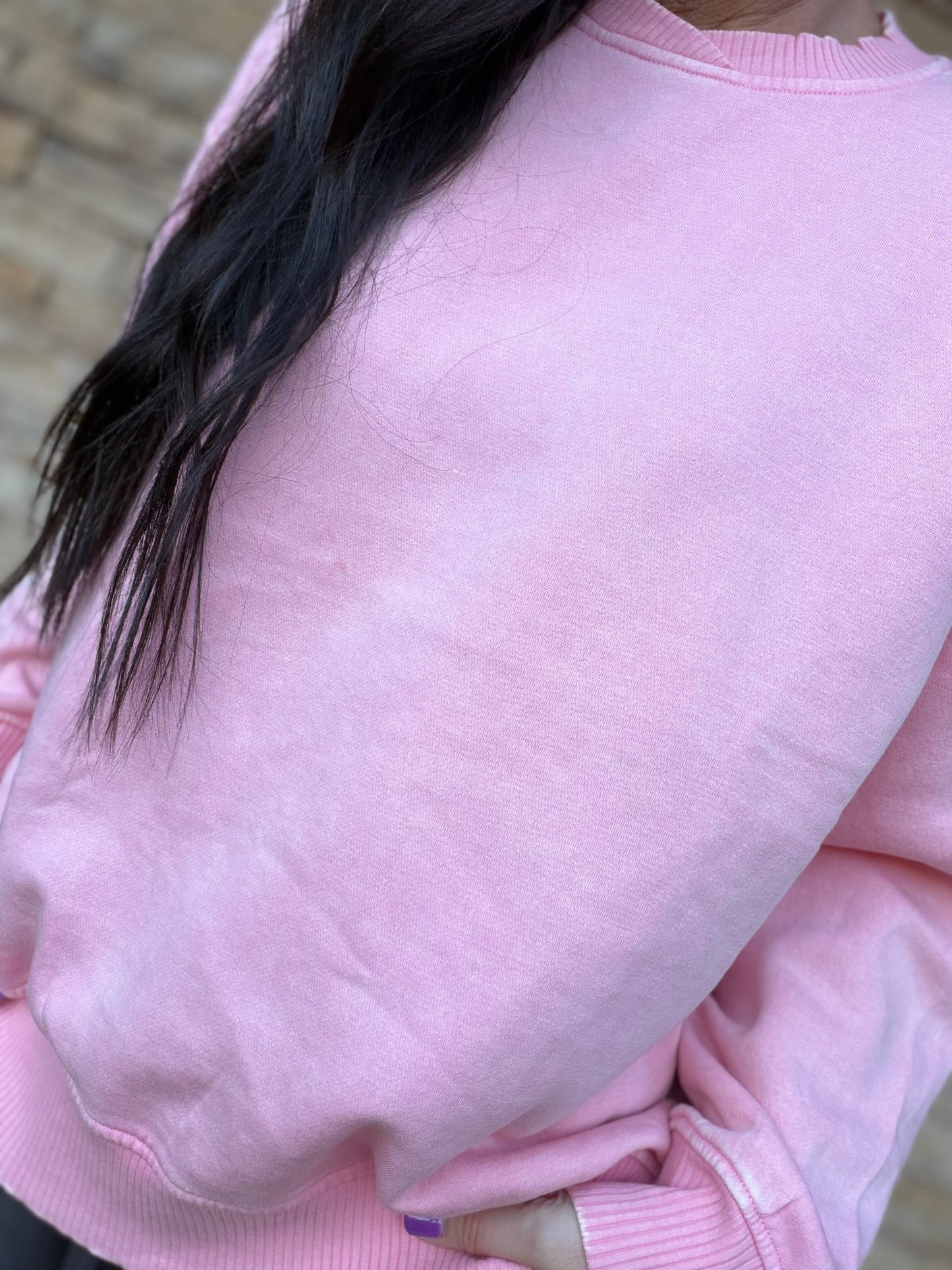 Zenana Acid Washed Sweatshirt, Pink
