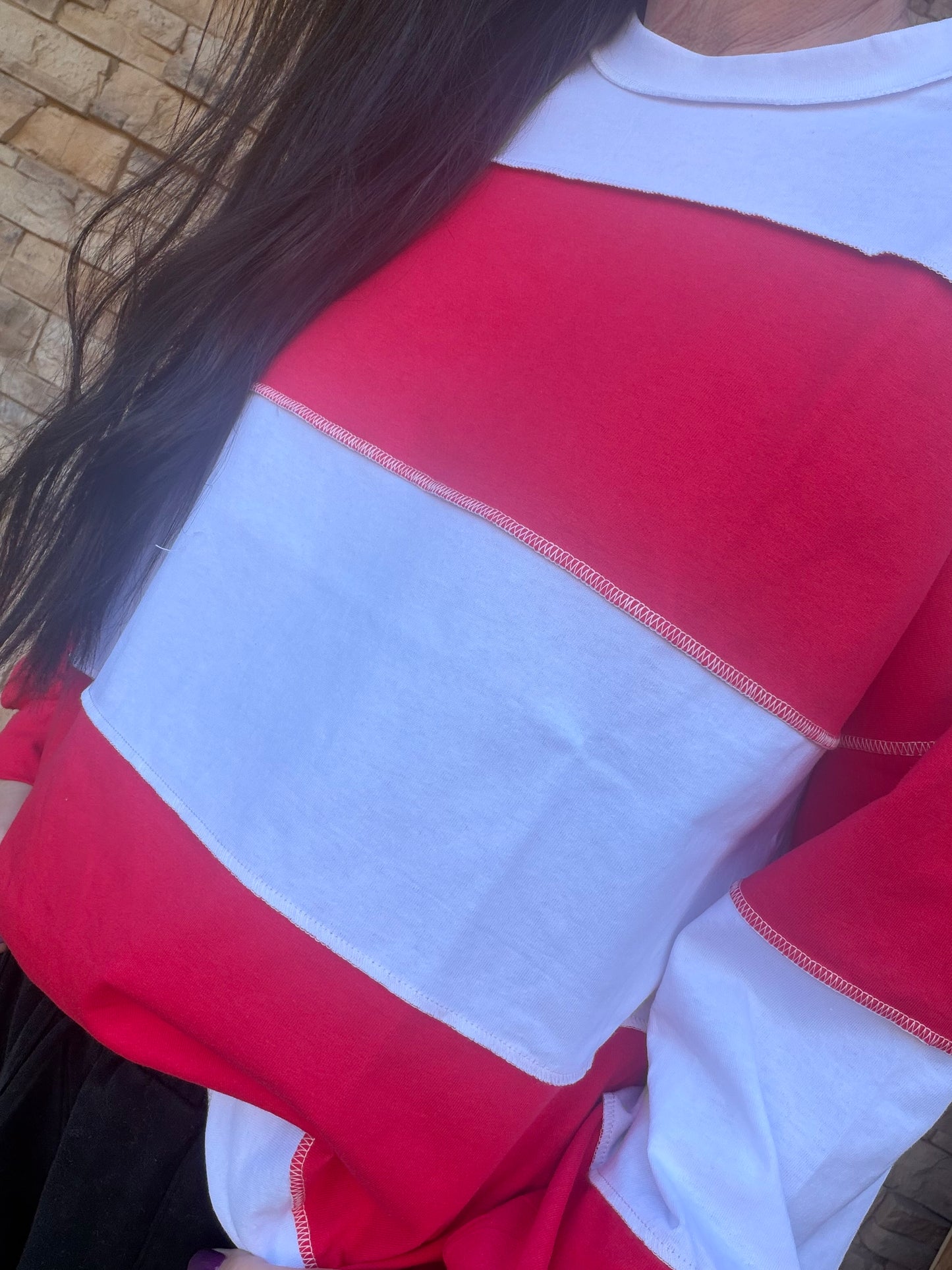 Aemi+Co Panel Boxy Top, Red