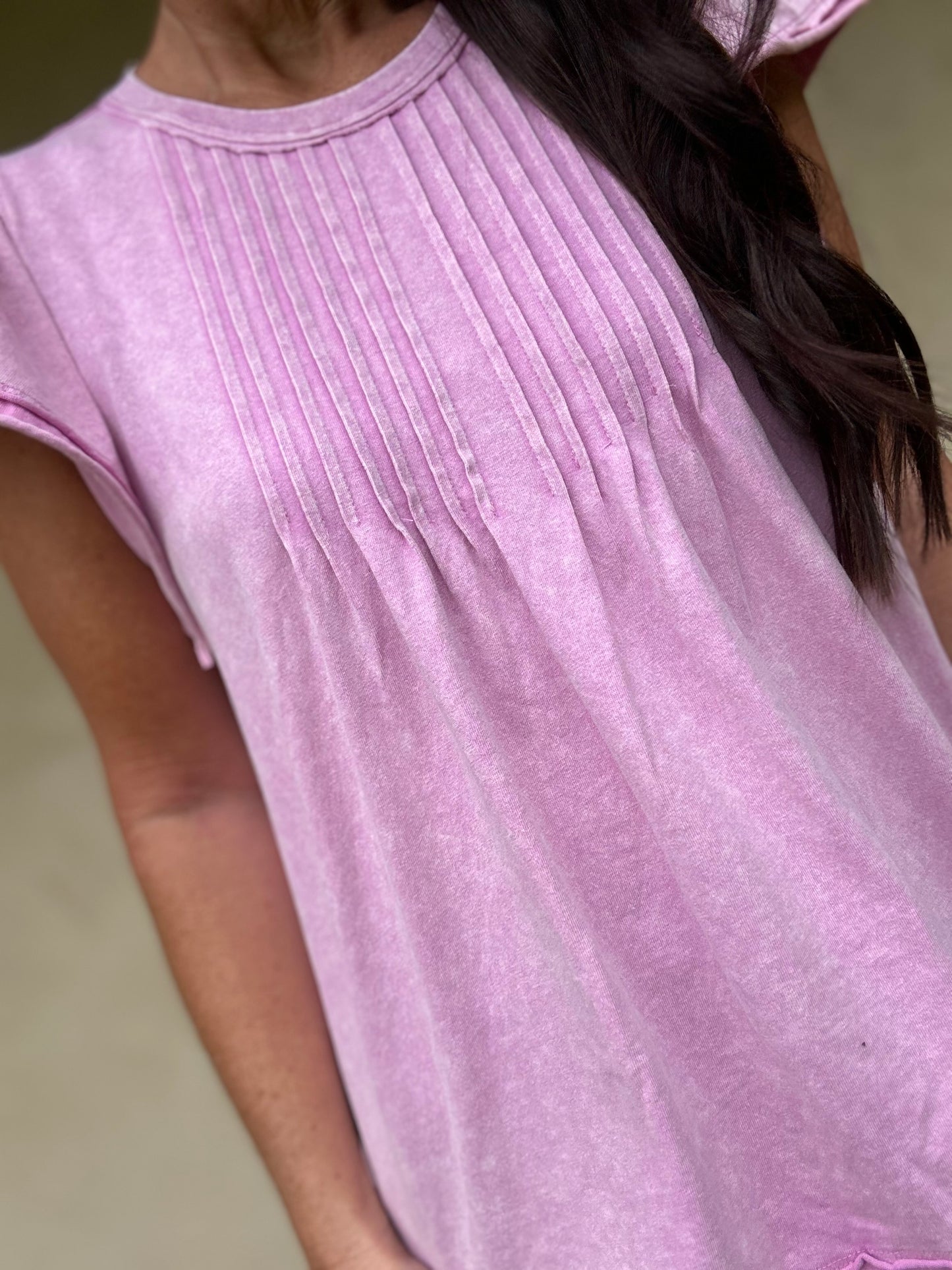 Easel Pintuck Top, Pink