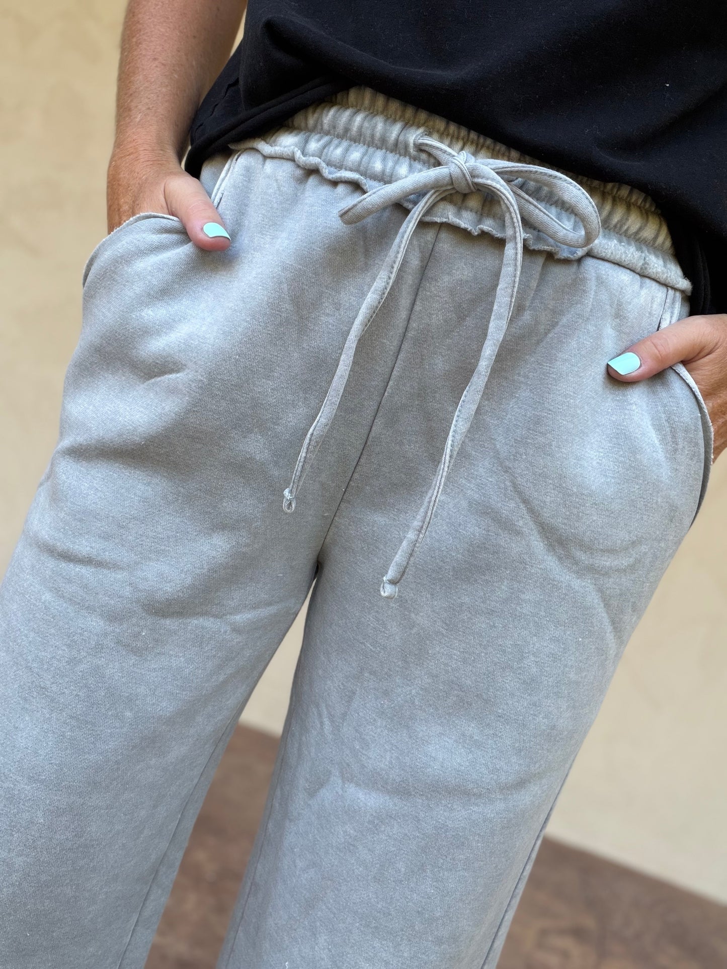 Zenana Wide Leg Sweatpants, Sleet Grey