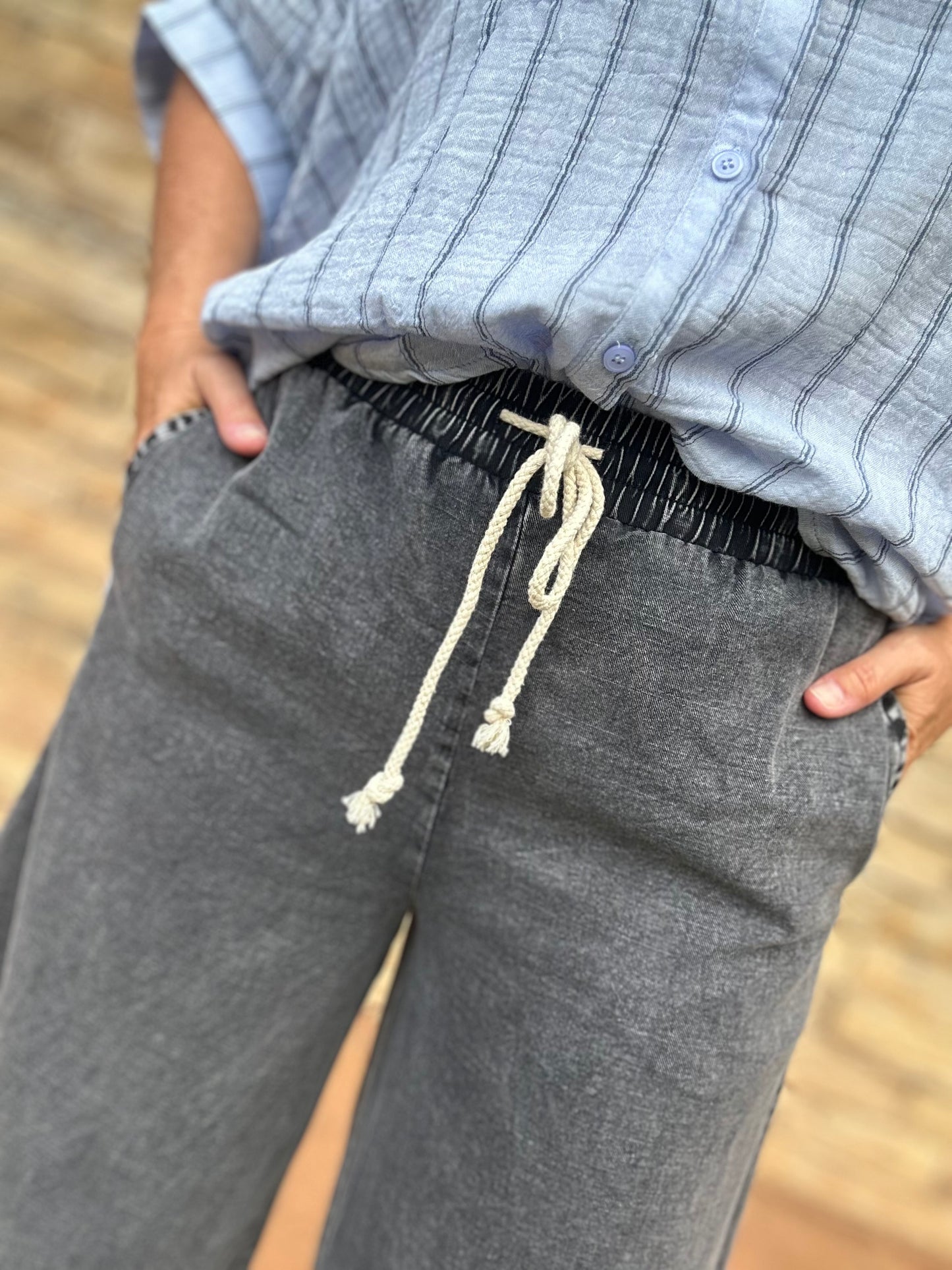 Mineral Washed Pants, Black