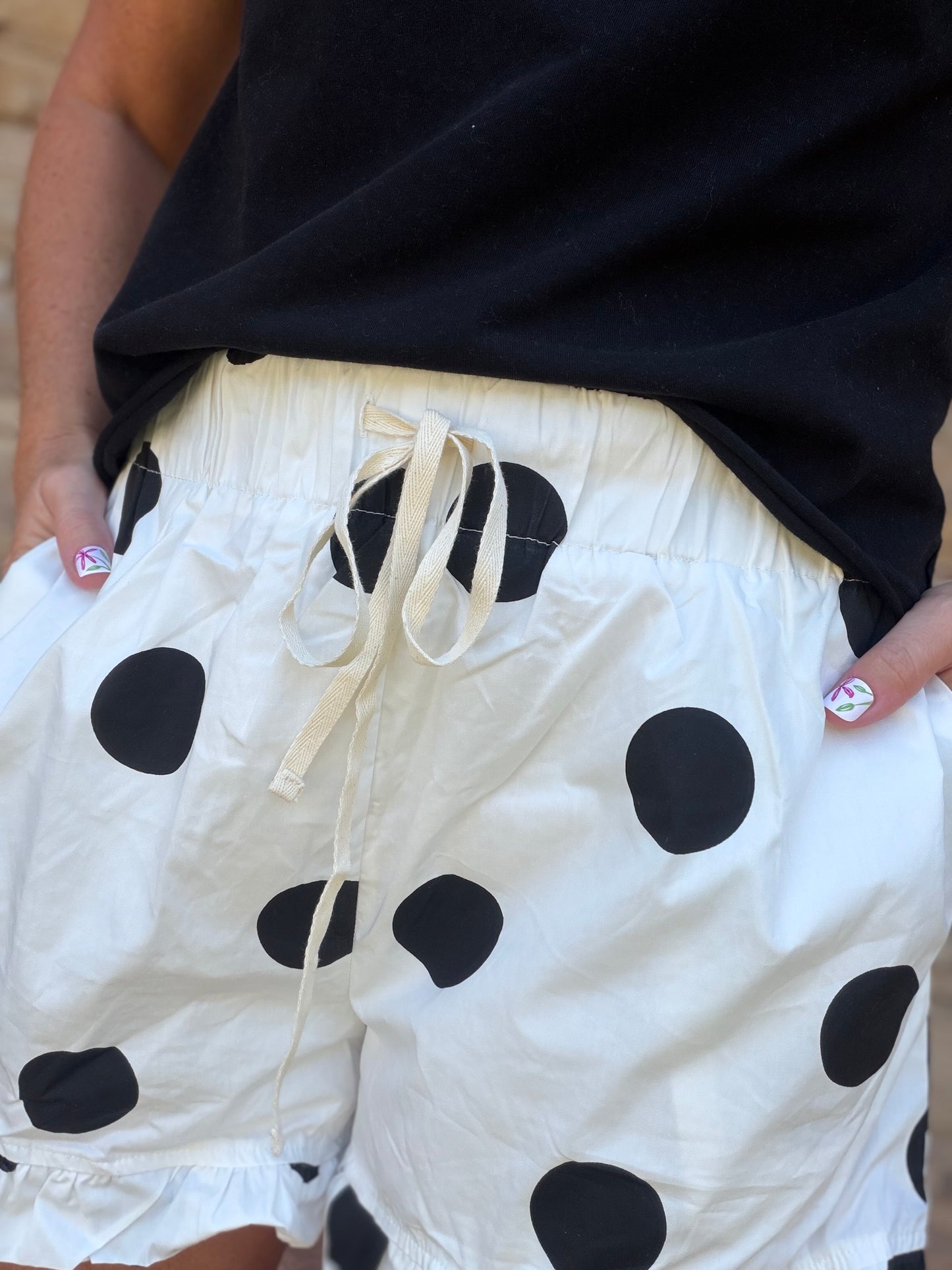 Ruffle Hem Polka Dot Shorts