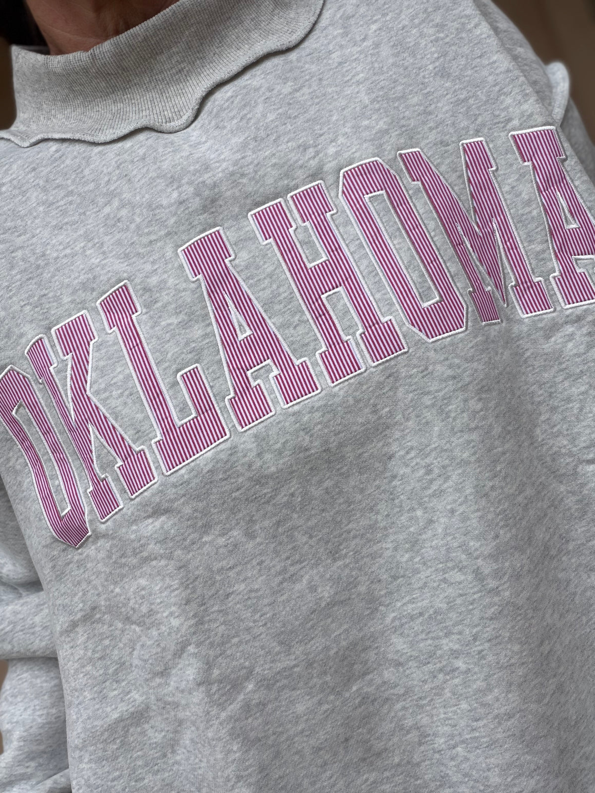 Bucketlist Oklahoma Mock Neck Sweatshirt, Grey