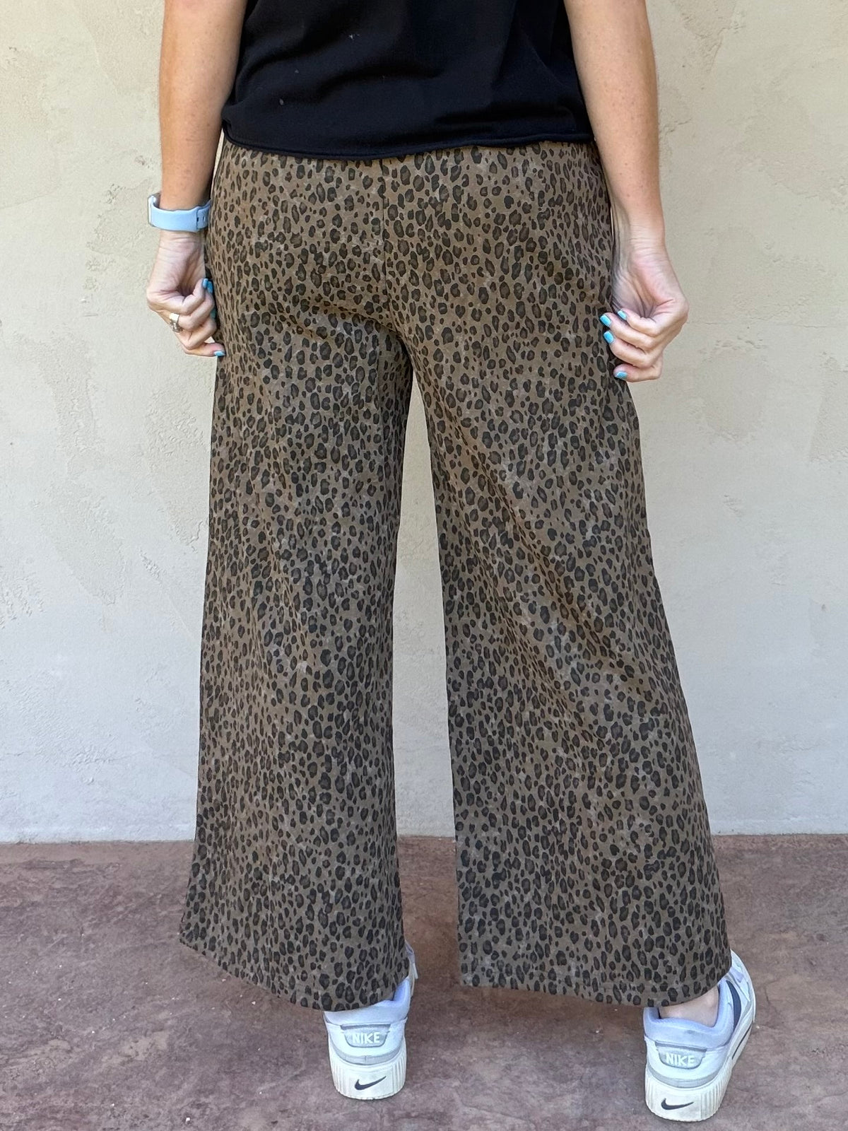 Brown Leopard Wide Leg Pants