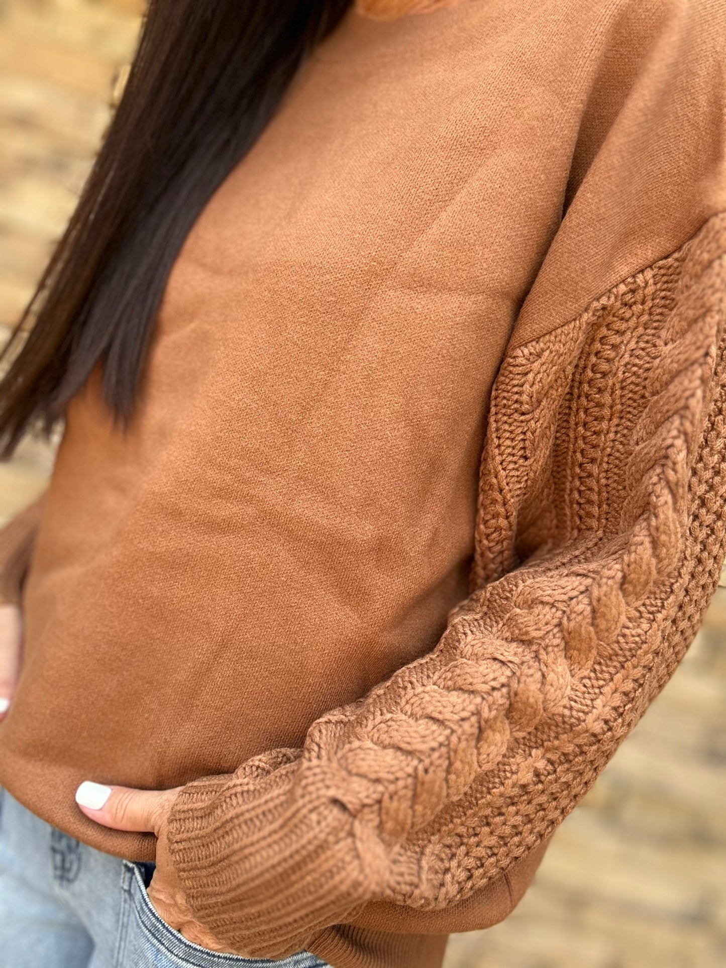 Zenana Cable Knit Sweater, Camel