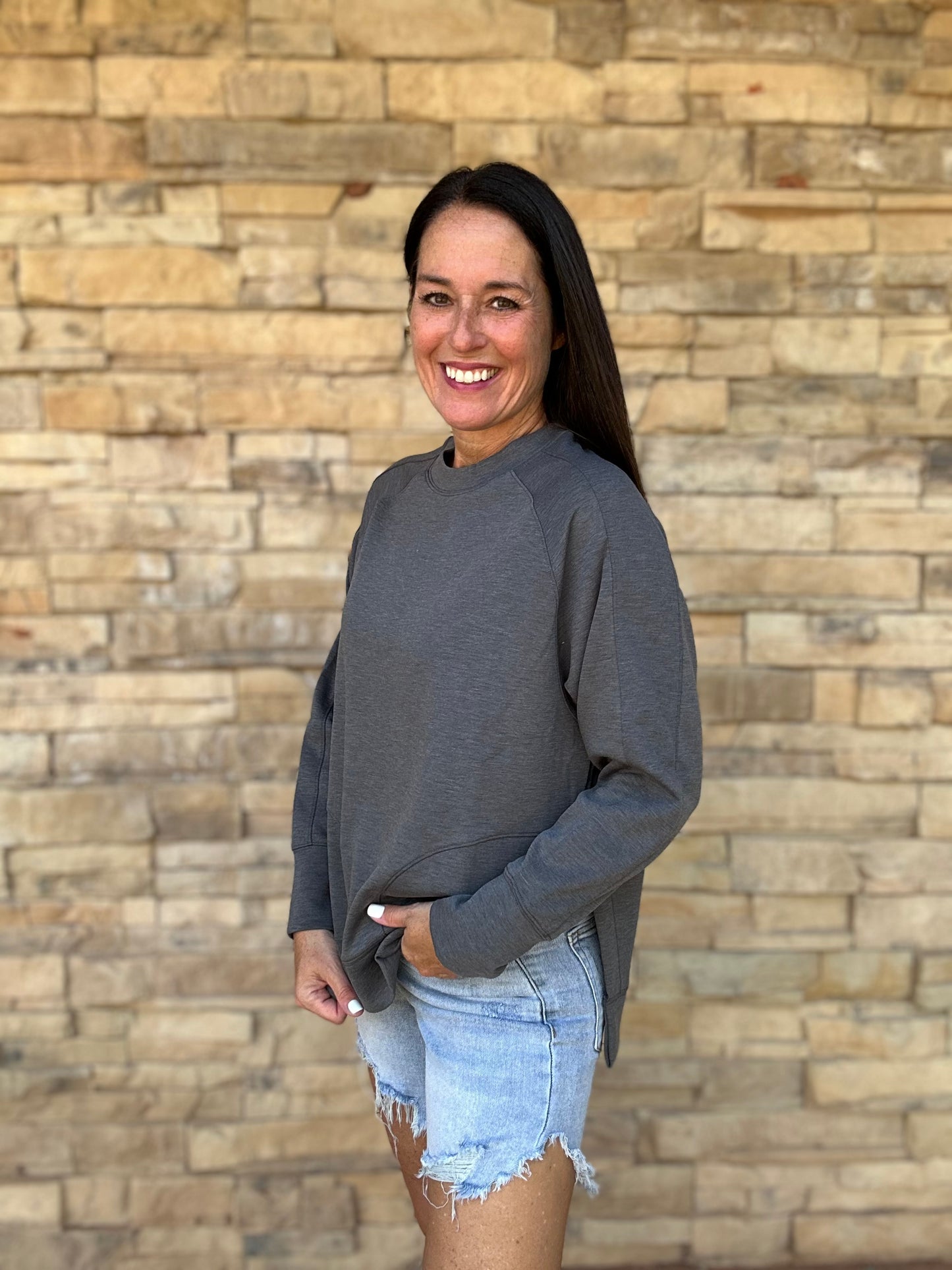 Zenana Scuba Pullover, Charcoal