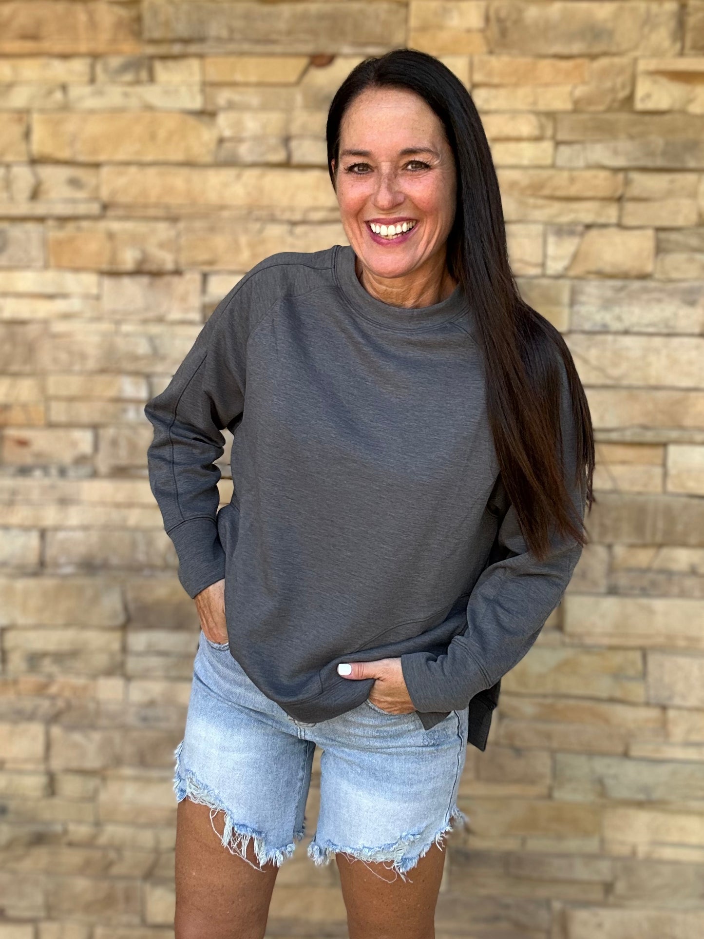 Zenana Scuba Pullover, Charcoal
