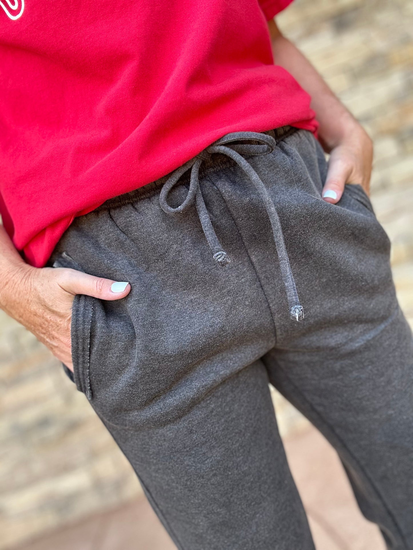 Zenana Acid Wash Fleece Joggers, Ash Black