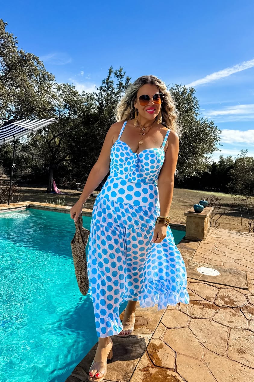 Blakeley Dolce Vita Swim Set, Blue Polka Dot