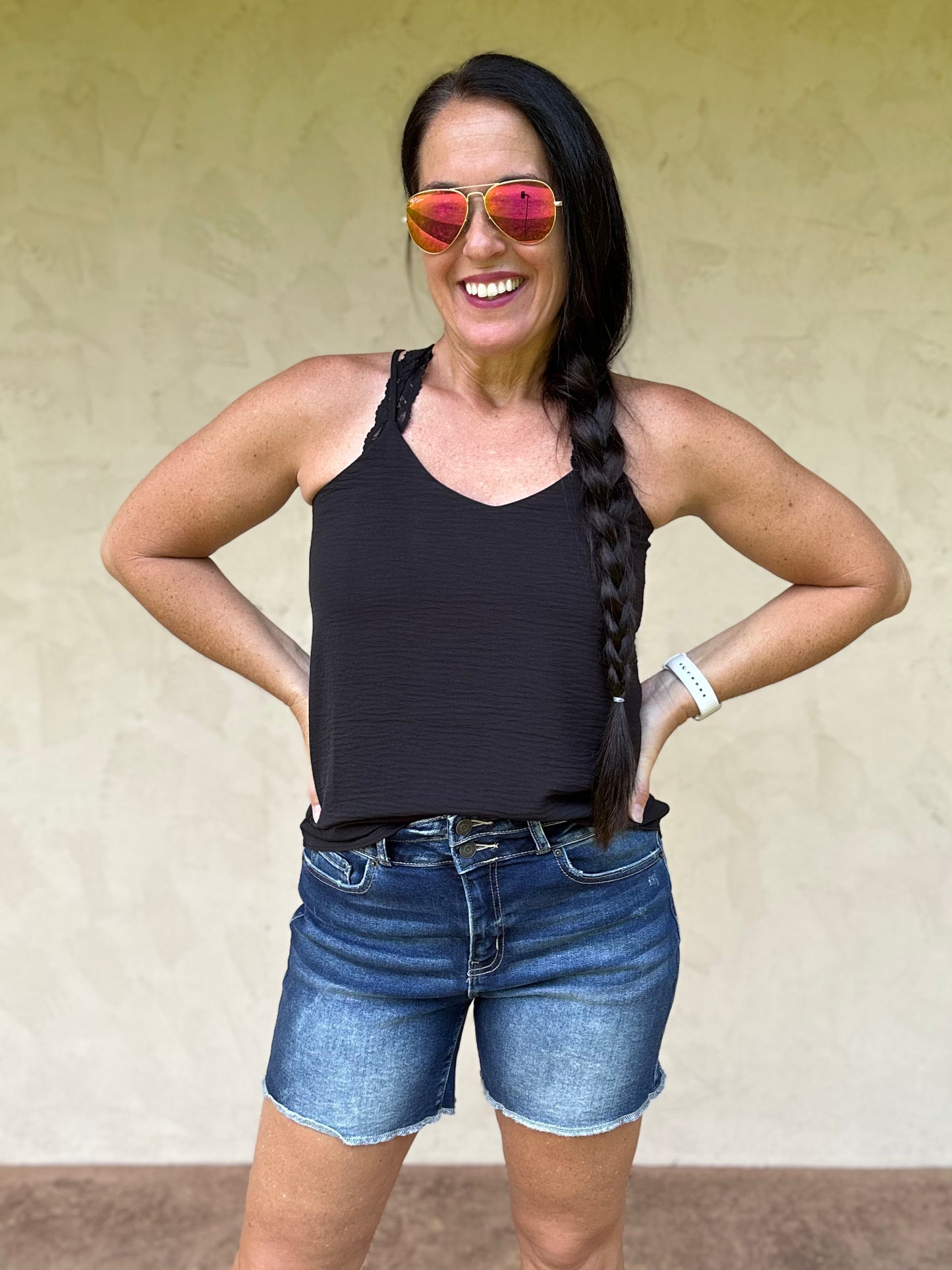 Zenana V-Neck Cami Tank, Black