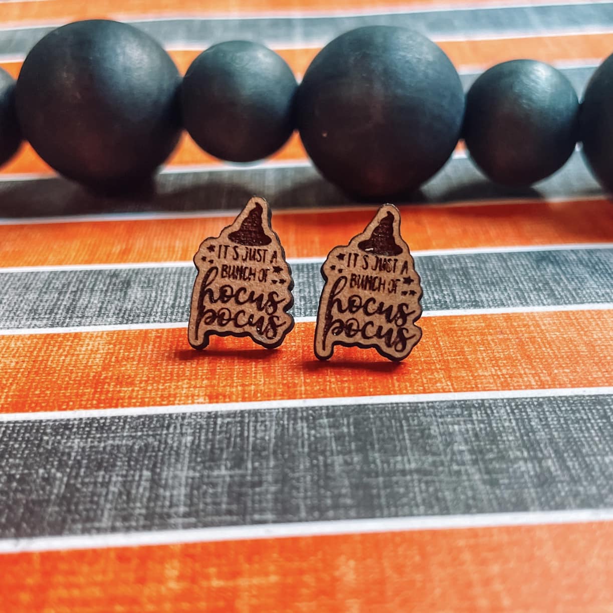 Hocus Pocus Wooden Stud Earrings