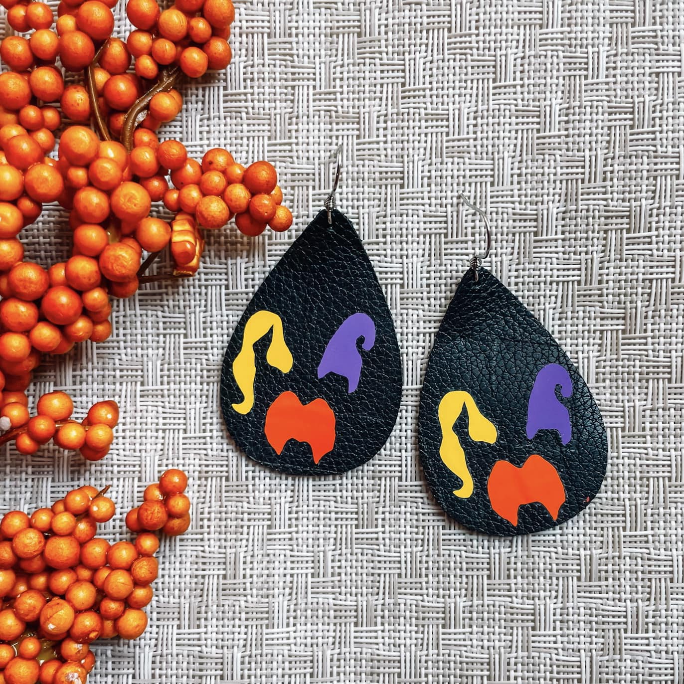 Hocus Pocus Leather Teardrop Earrings