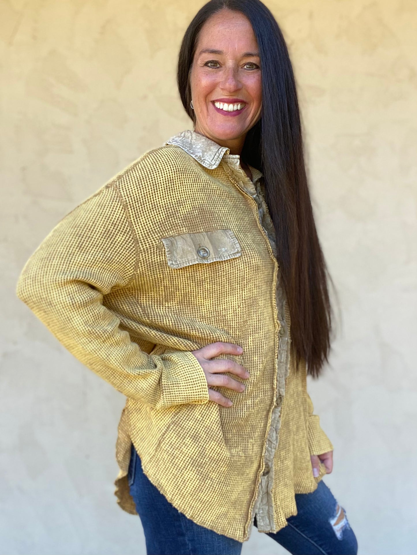 Thermal Oversized Shacket, Camel