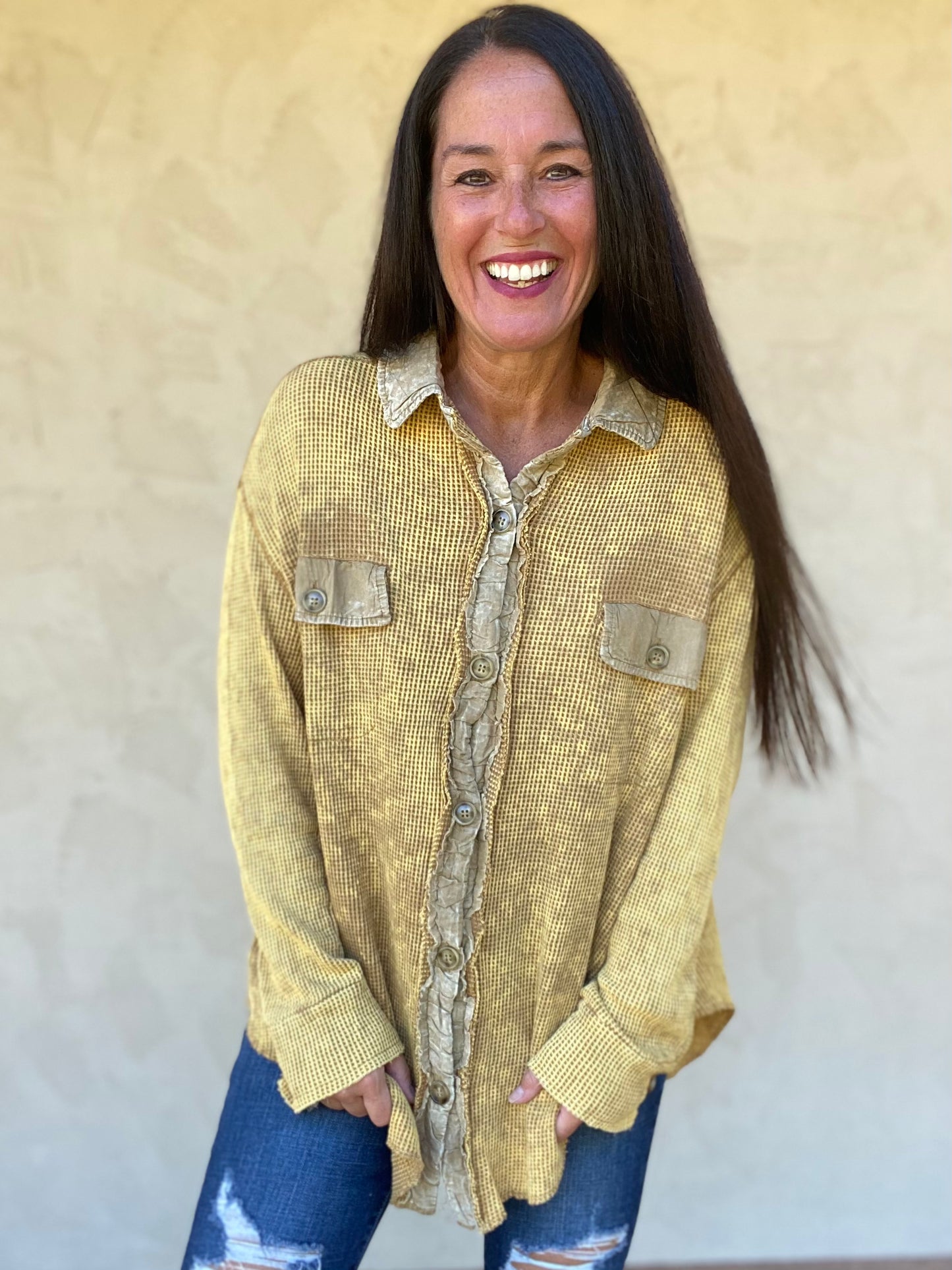 Thermal Oversized Shacket, Camel