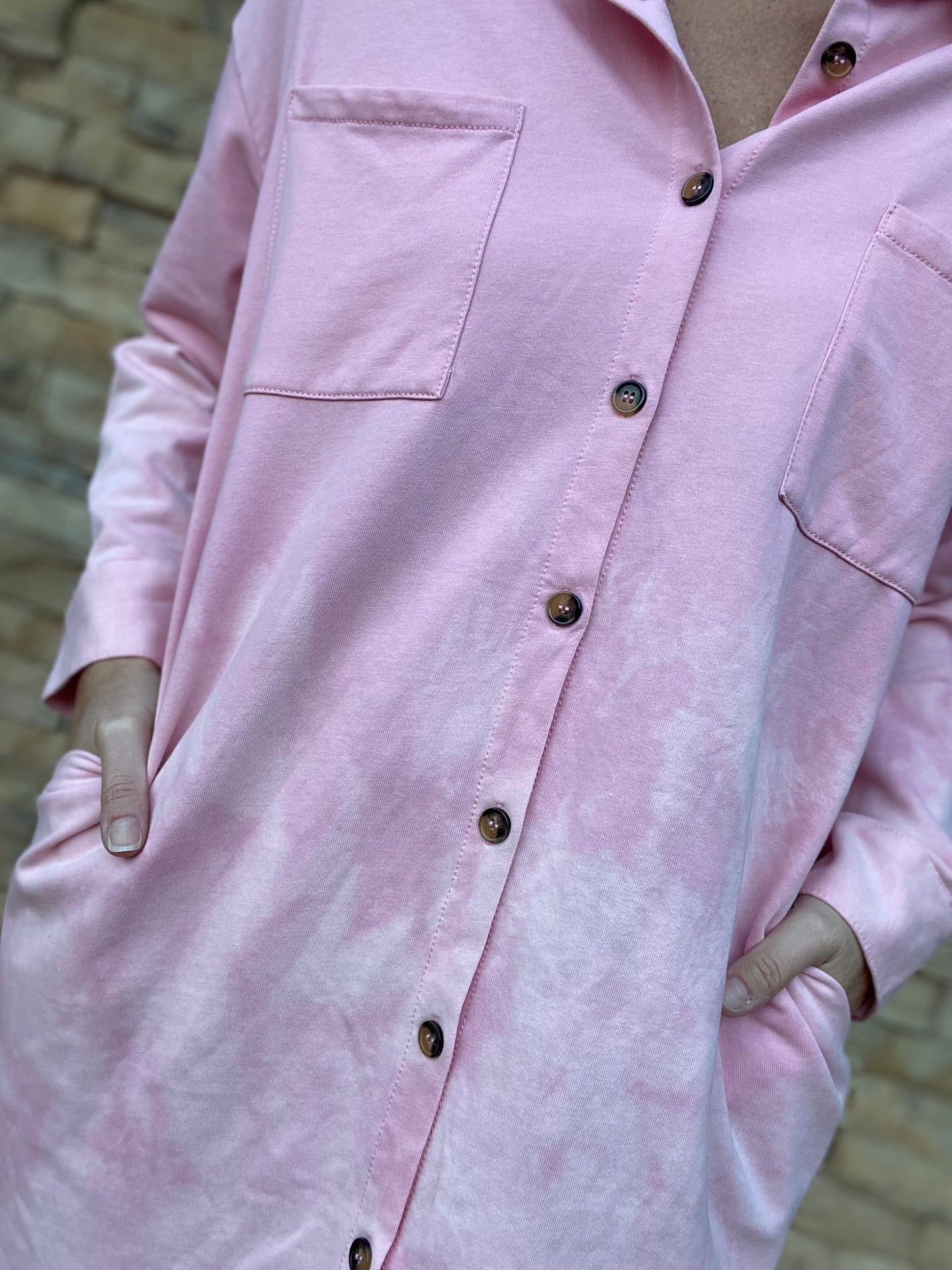 Tie Dye Shirt Dress, Pink