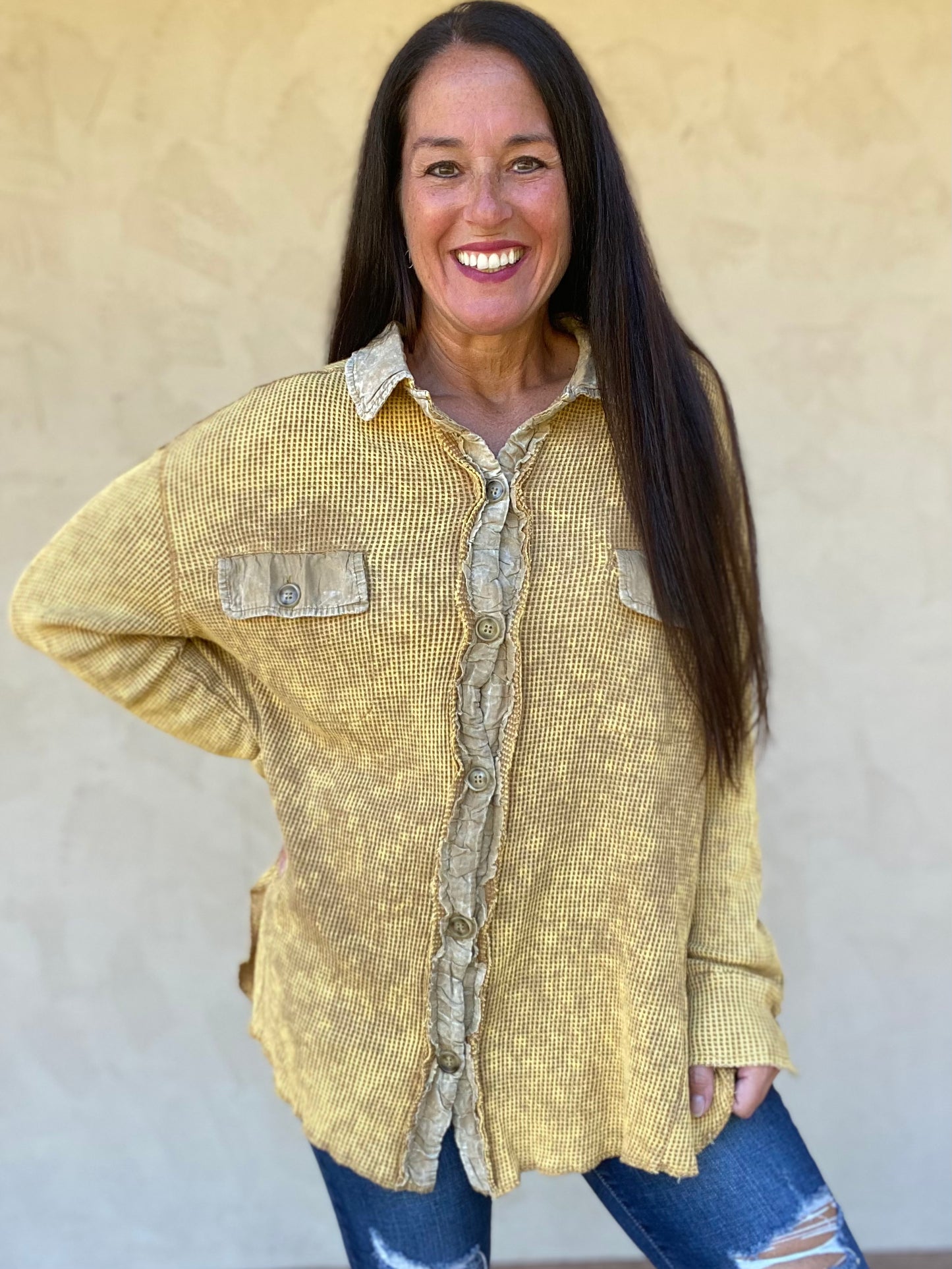 Thermal Oversized Shacket, Camel