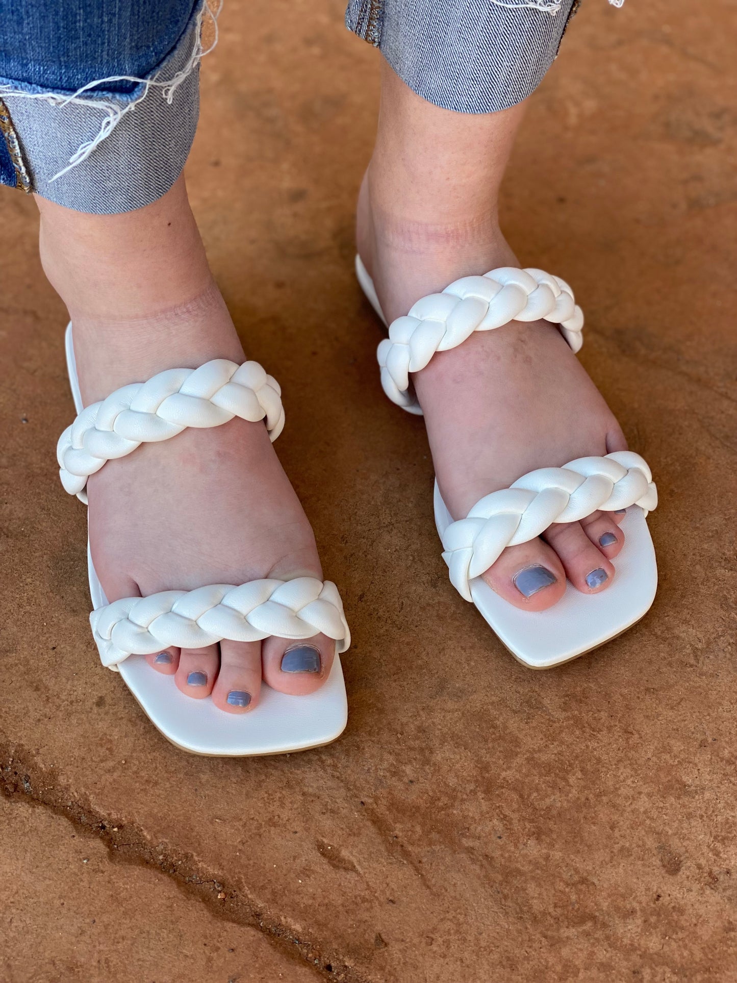 Soda Vault Braided Sandal, White