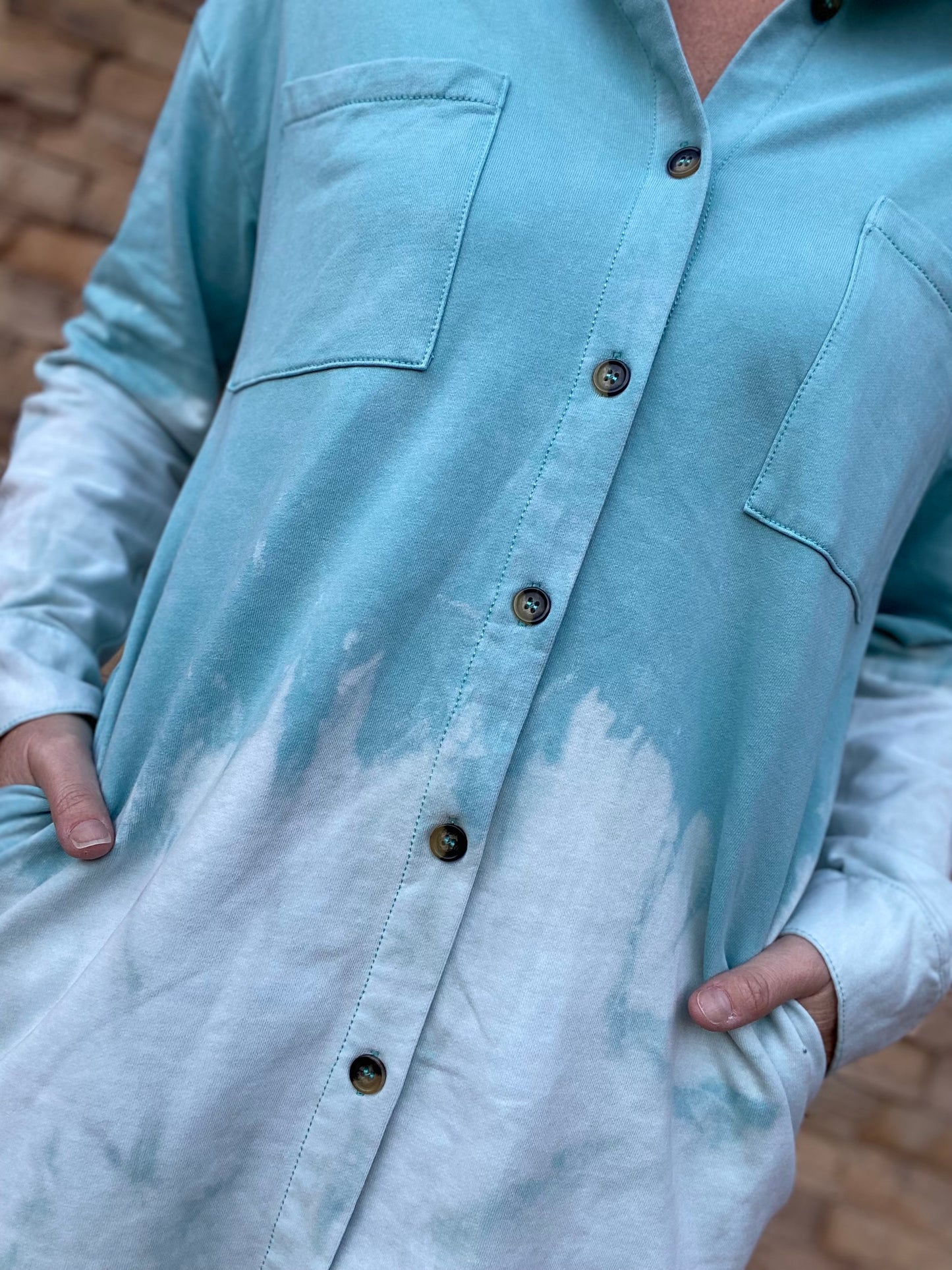 Tie Dye Shirt Dress, Blue