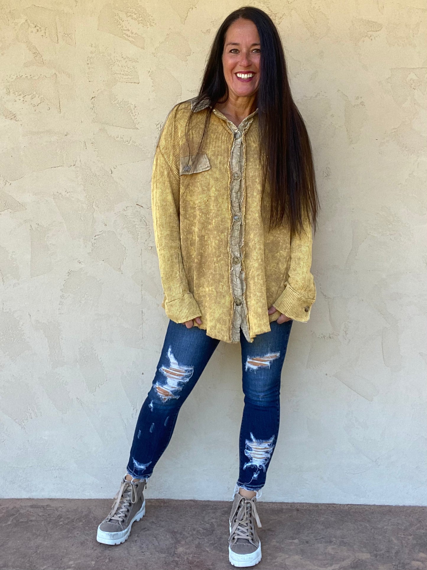 Thermal Oversized Shacket, Camel