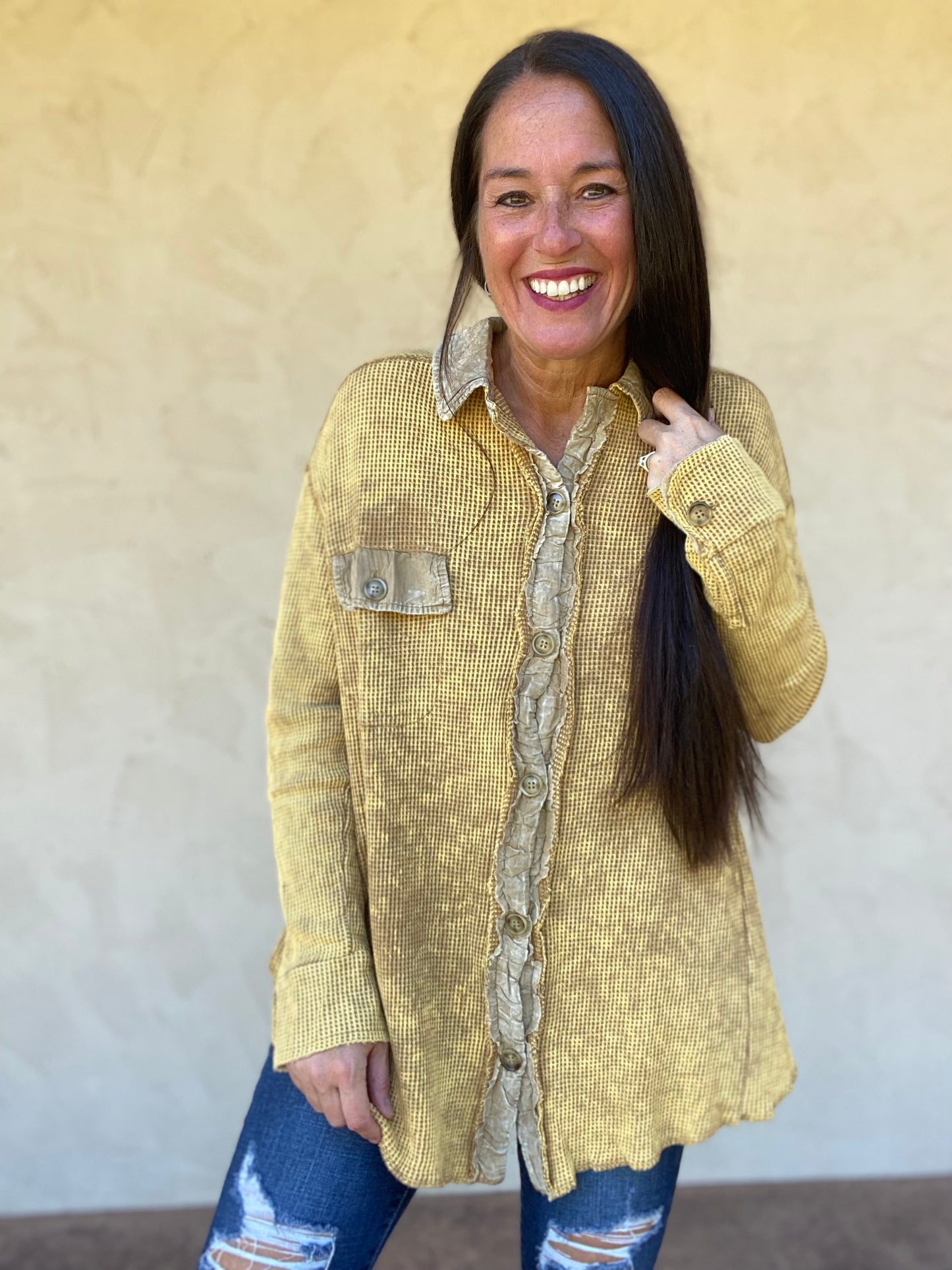 Thermal Oversized Shacket, Camel