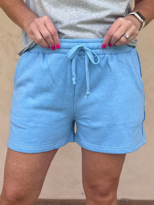 Mono B Fleece Lounge Shorts, Demin Blue