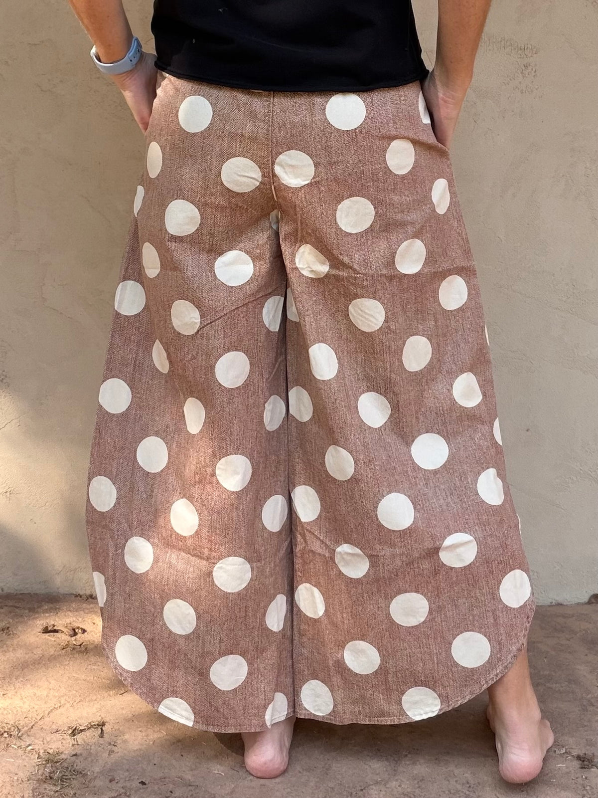 Mocha Polka Dots Tulip Pants