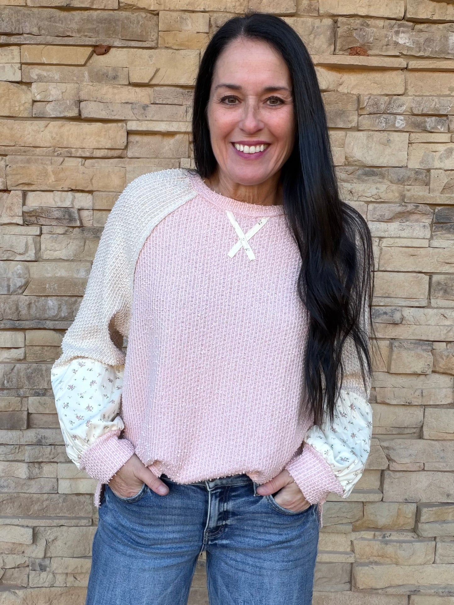 Raglan Colorblock Top, Pink