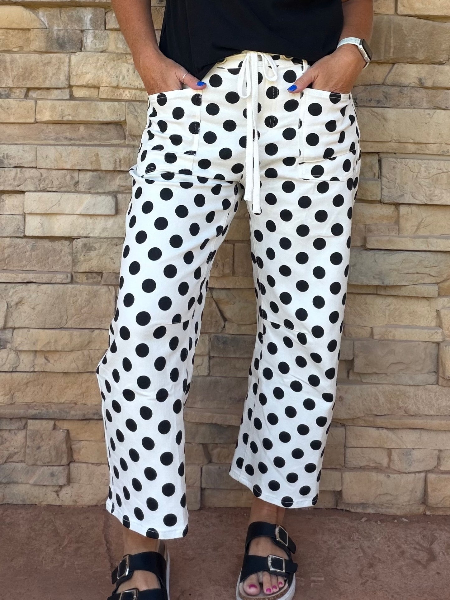 Polka Dot Pants, White/Black
