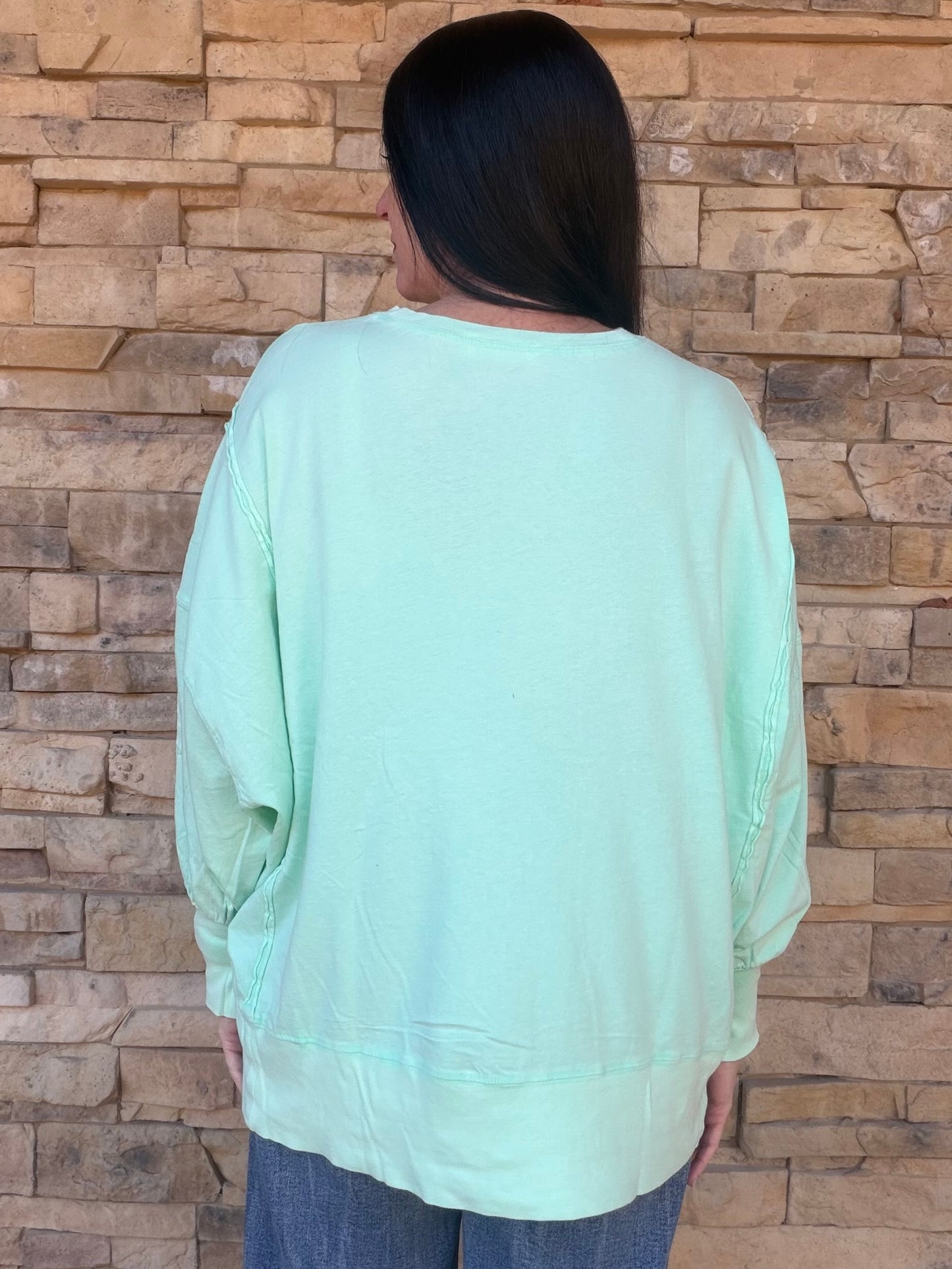 Oversized Seam Detail Sweatshirt, Mint