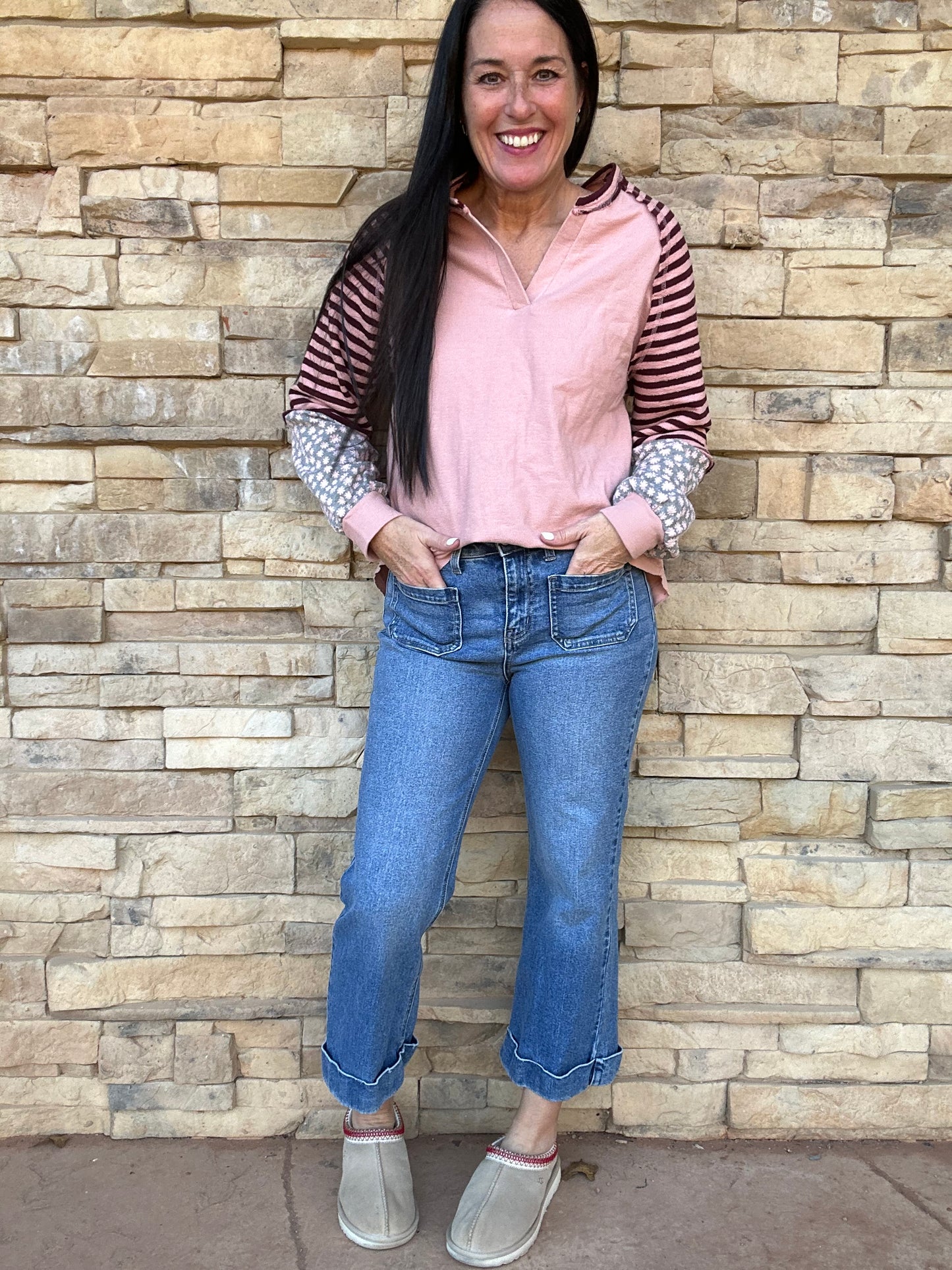 Floral Sleeve Top, Blush