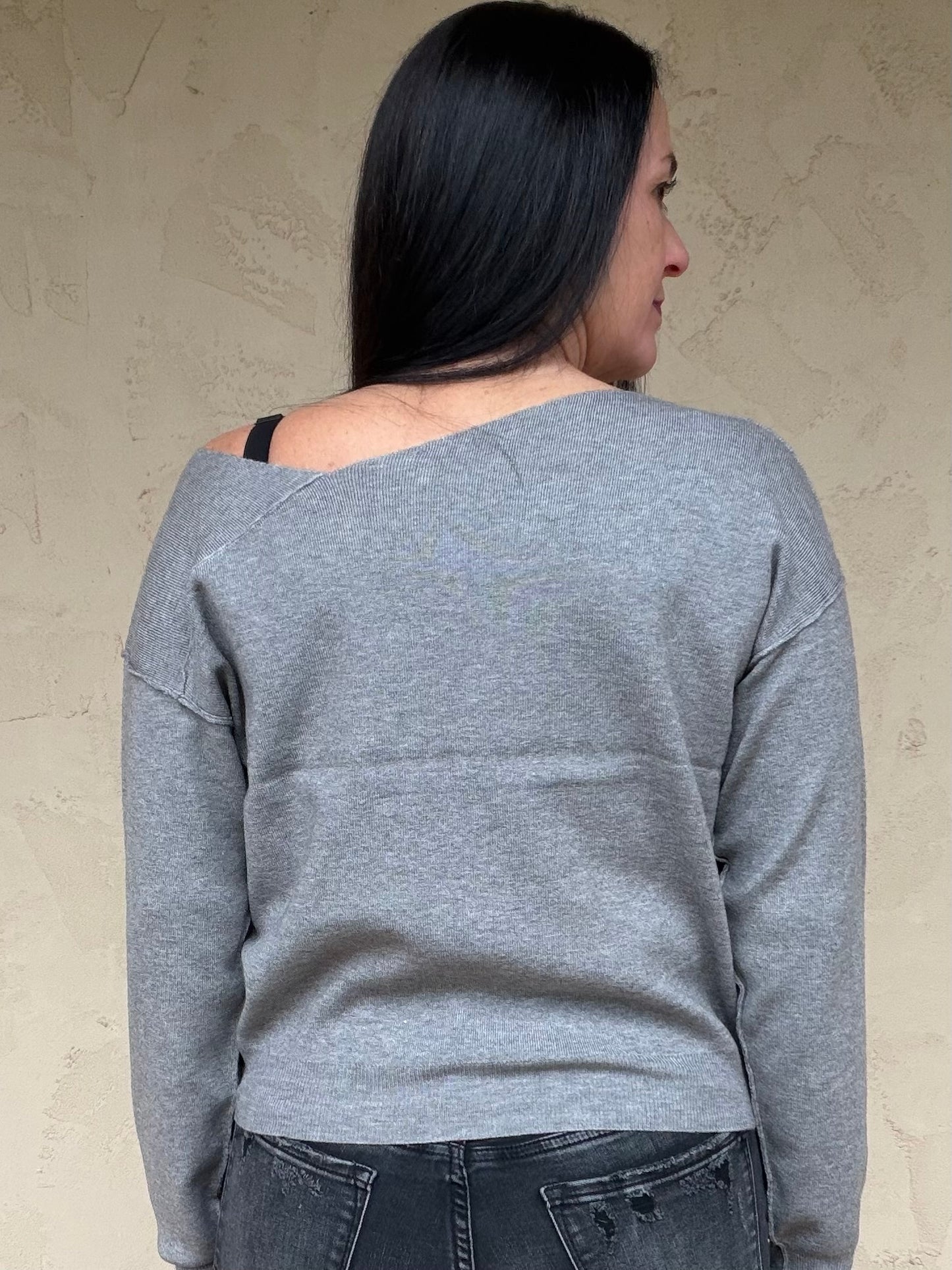 Hem & Thread Asymmetrical Sweater, Charcoal