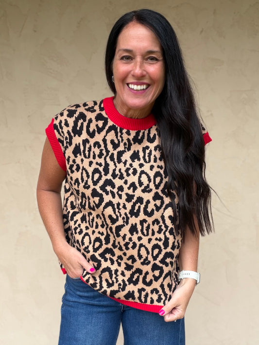 Leopard Sleeveless Sweater