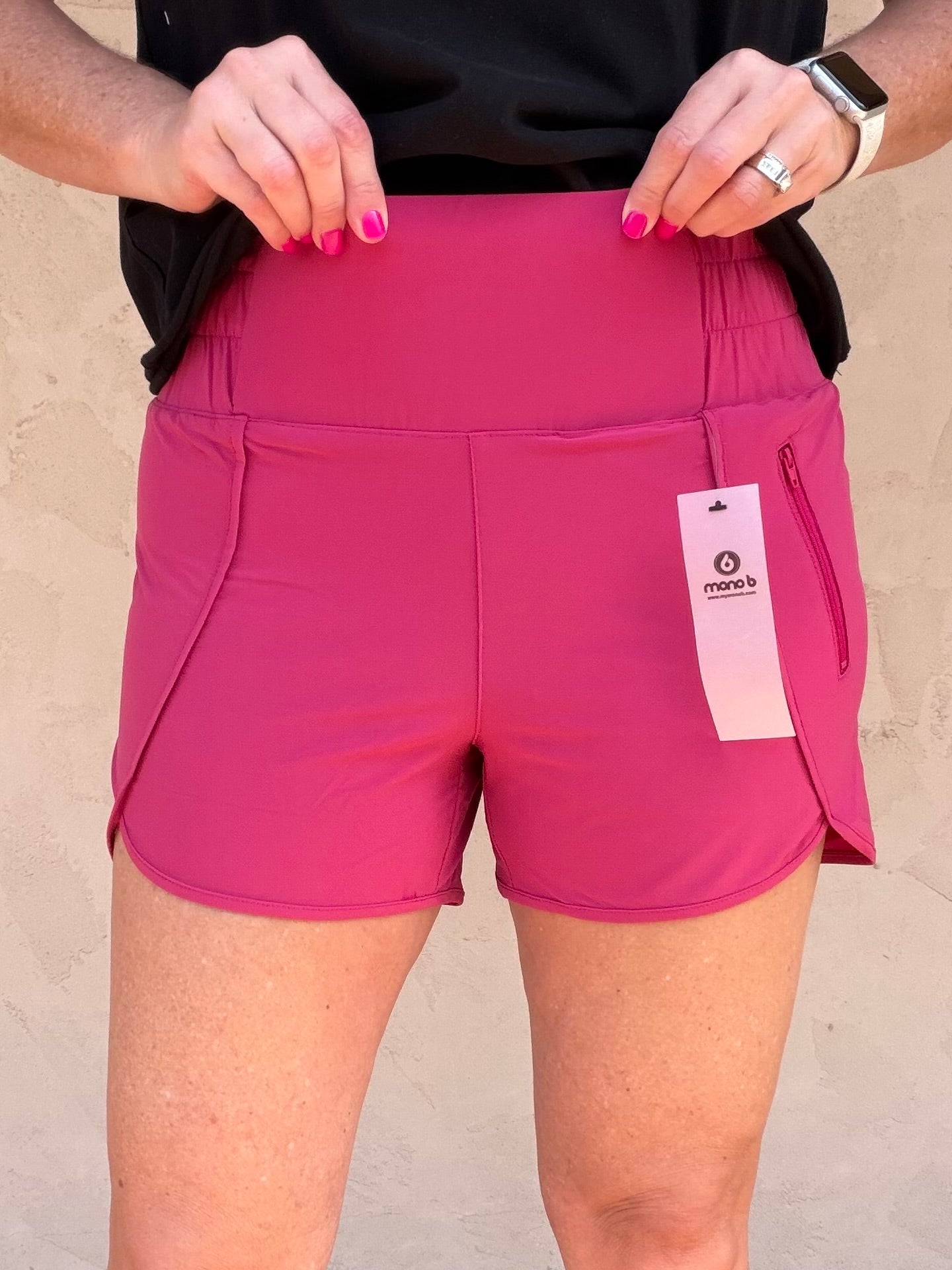 Mono B Scallop Shorts, Plum Pink