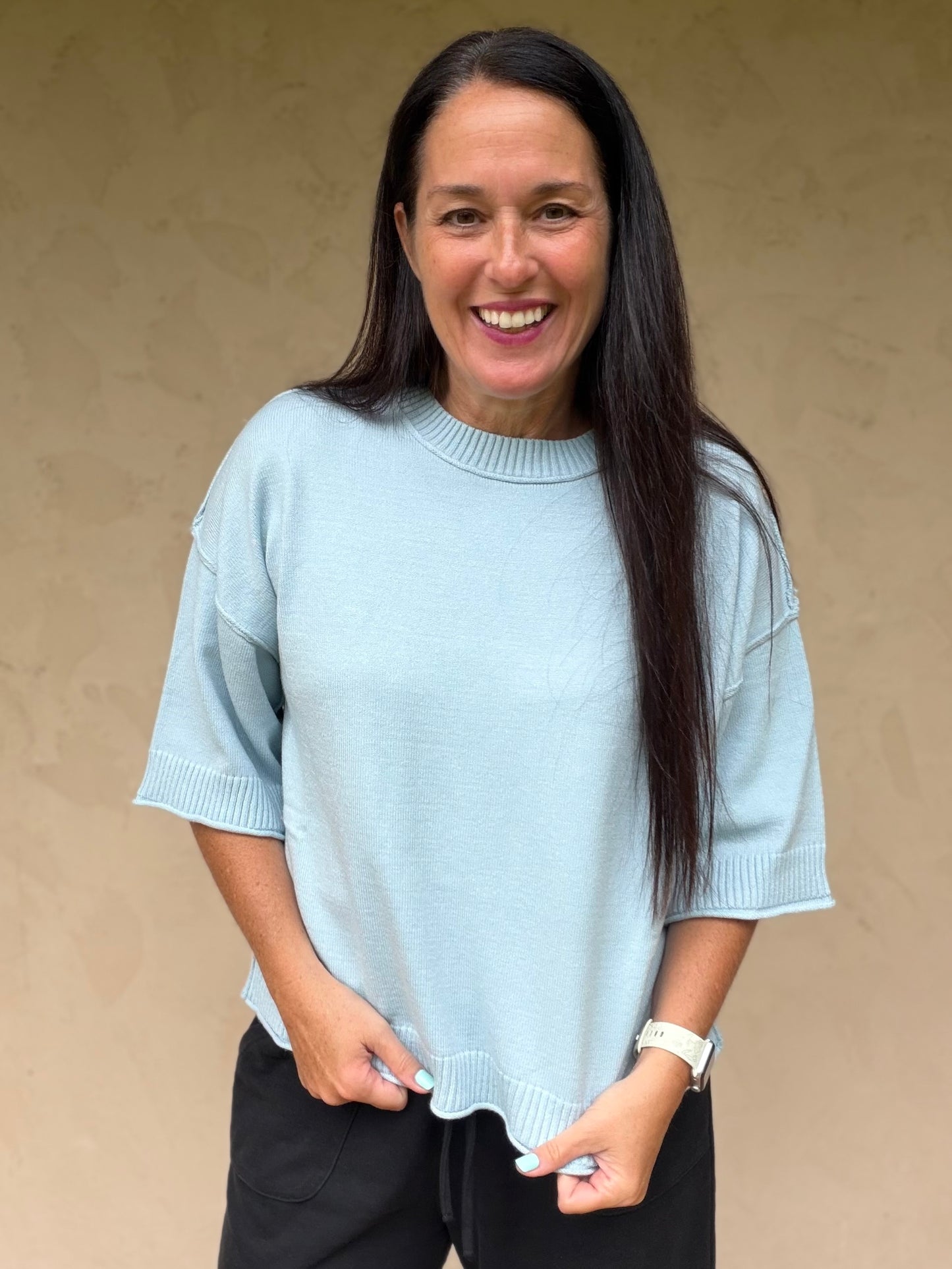 Lightweight Spring Sweater, Light Blue