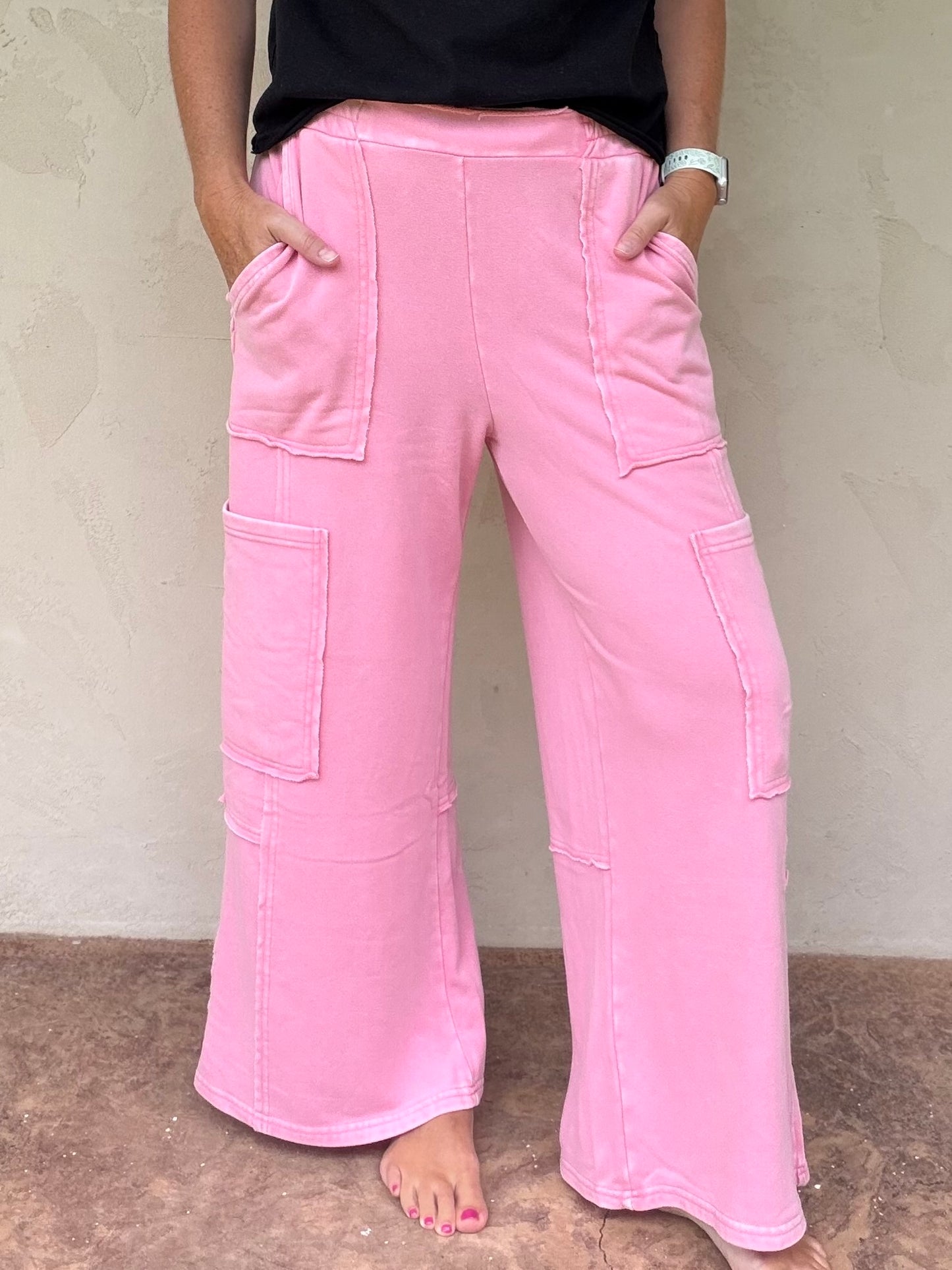 Hyfve Mineral Wash Cargo Pants, Taffy Pink