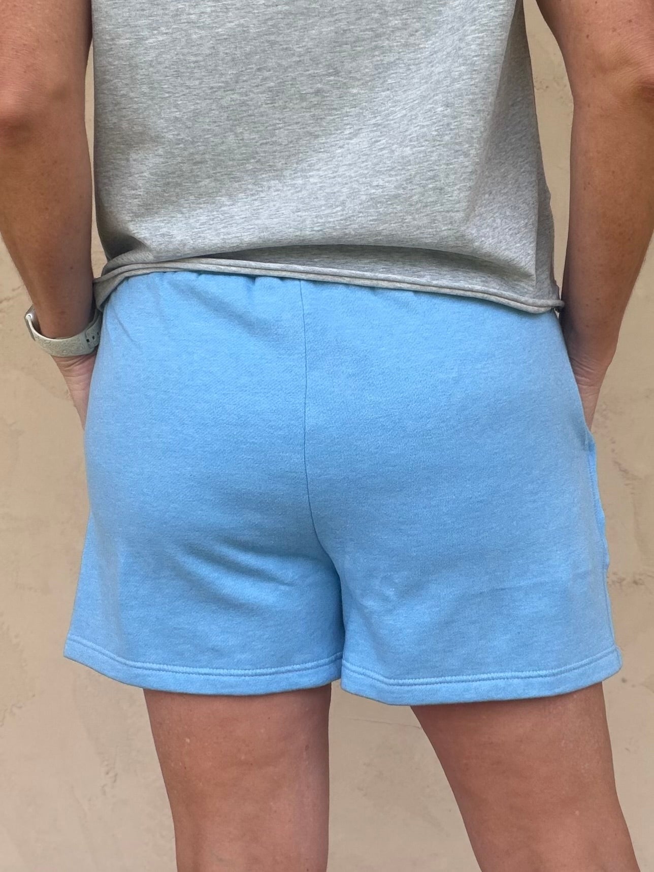 Mono B Fleece Lounge Shorts, Demin Blue