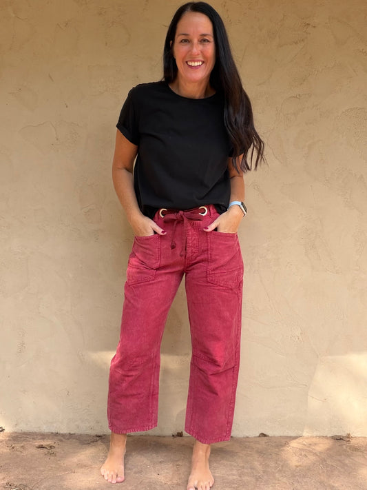 Vintage Washed Corduroy Pants, Burgundy