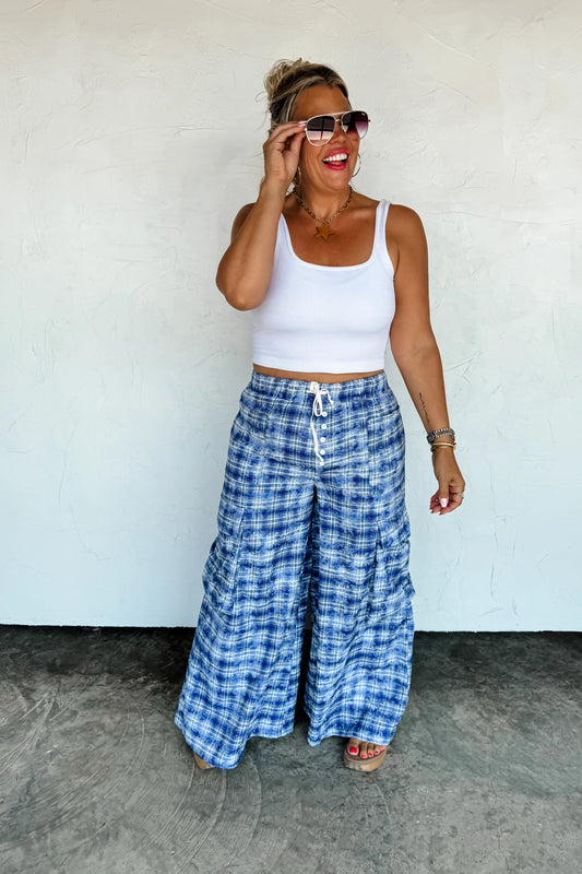 Blakeley Plaid Behavior Bleached Pants