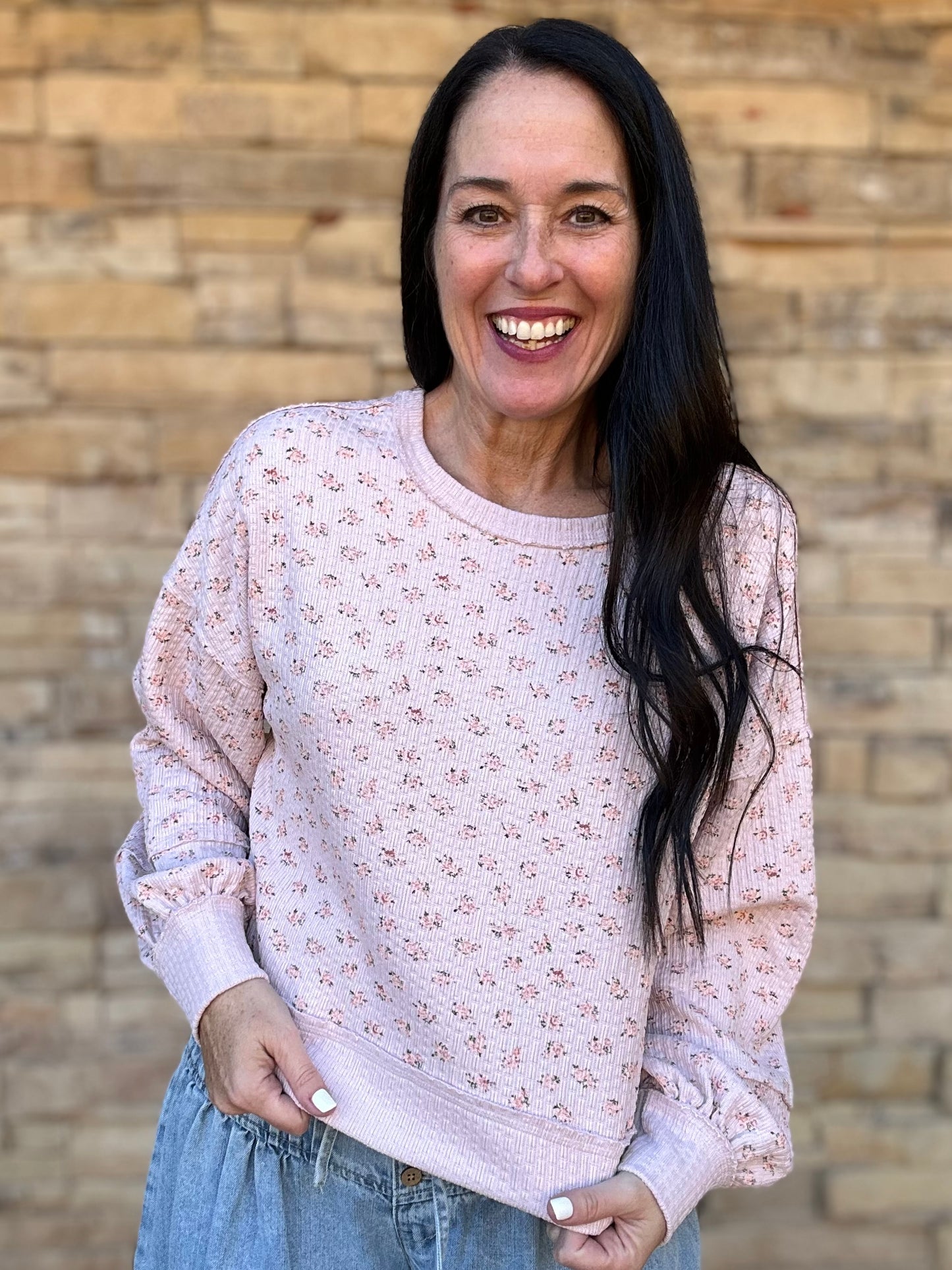 Floral Sweatshirt, Blush