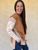 Striped Mock Neck Sweater, Camel