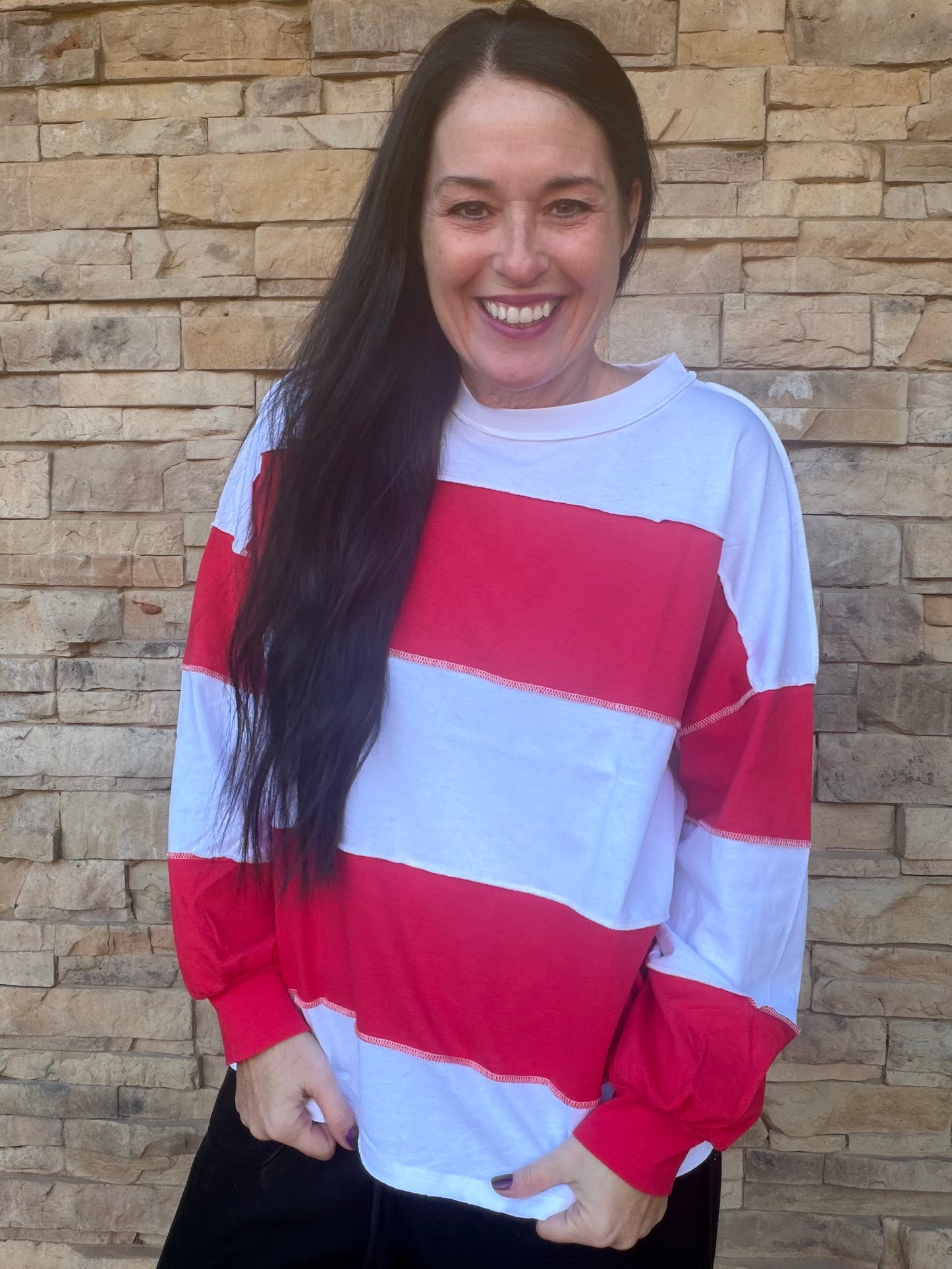 Aemi+Co Panel Boxy Top, Red