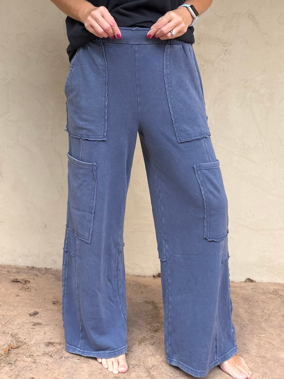 Hyfve Mineral Wash Cargo Pants, Navy