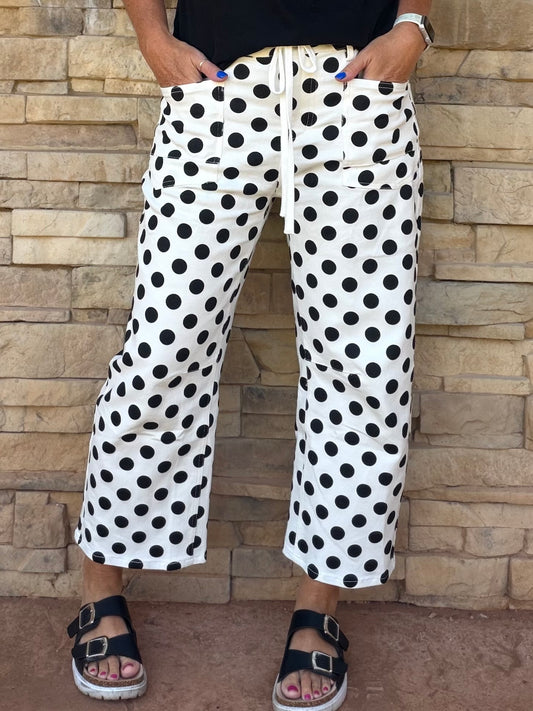 Polka Dot Pants, White/Black