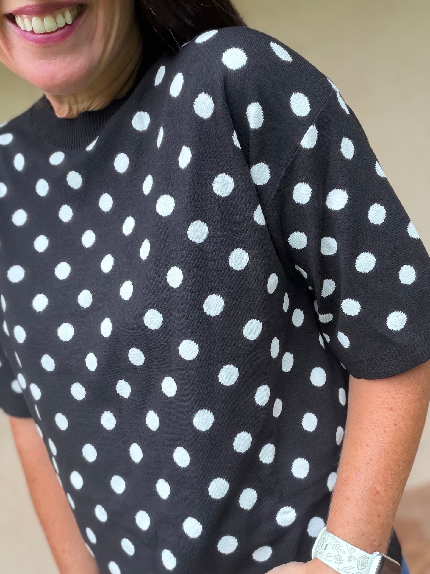 Polka Dot Sweater, Black/White