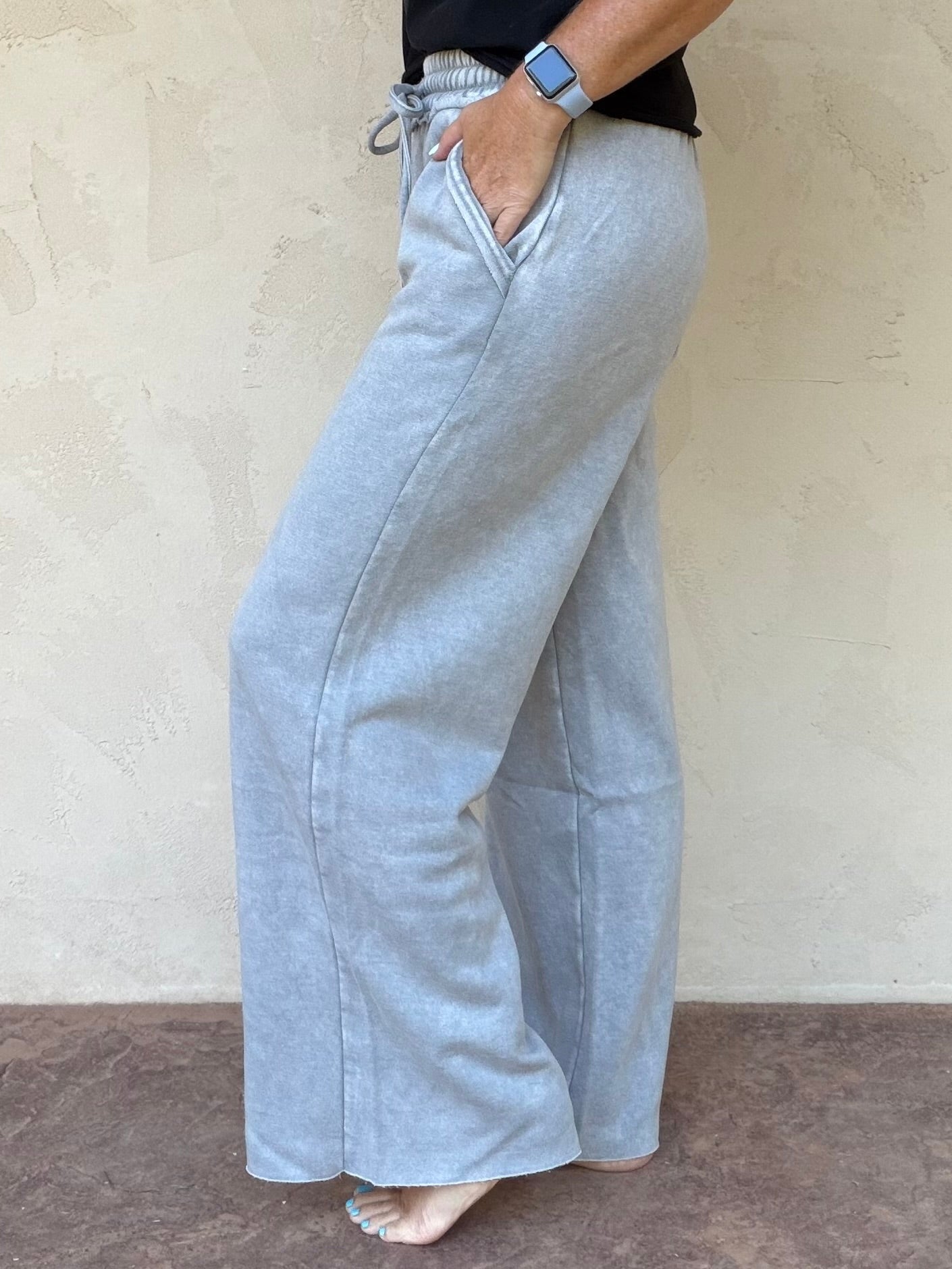 Zenana Wide Leg Sweatpants, Sleet Grey