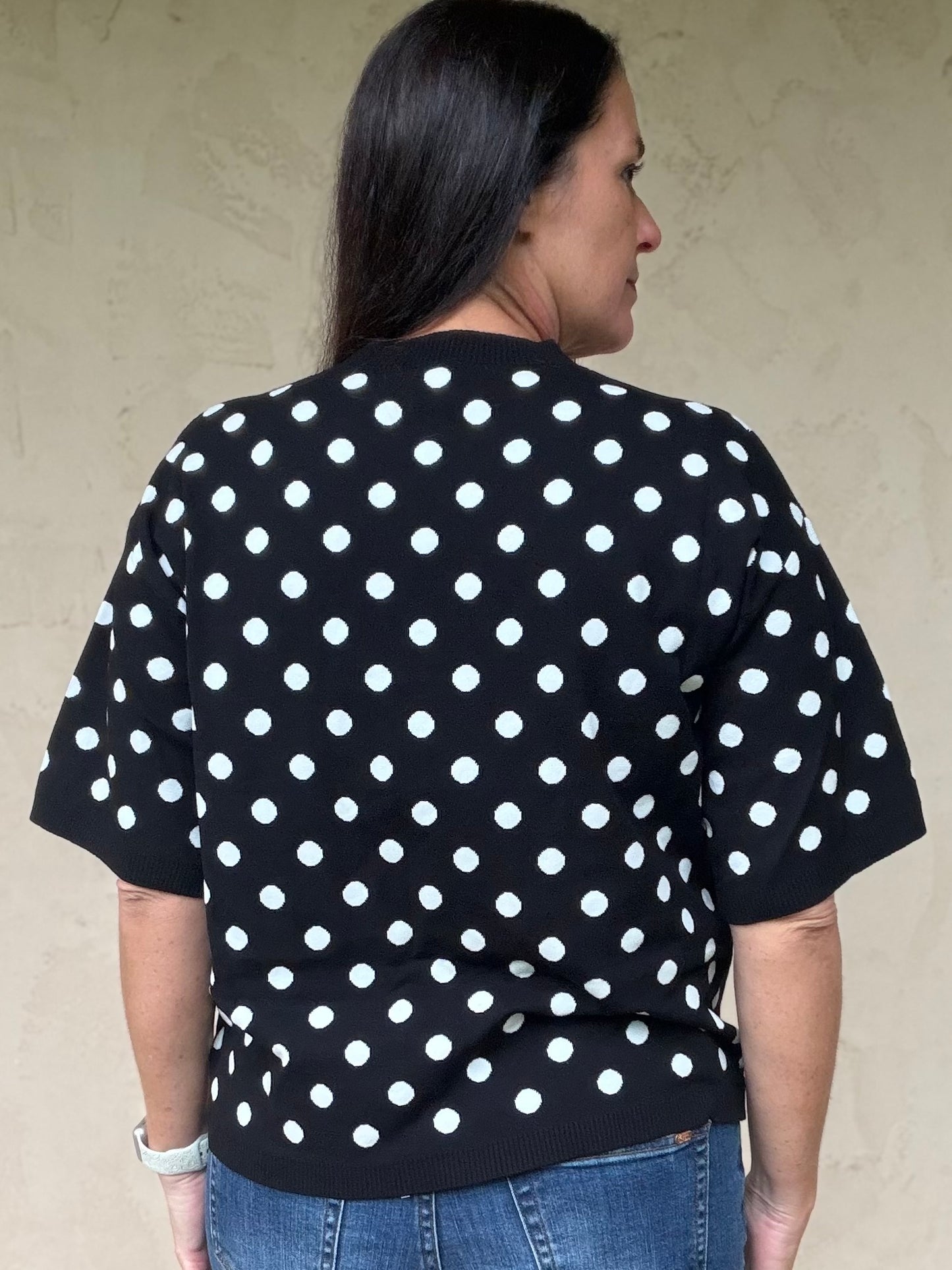 Polka Dot Sweater, Black/White