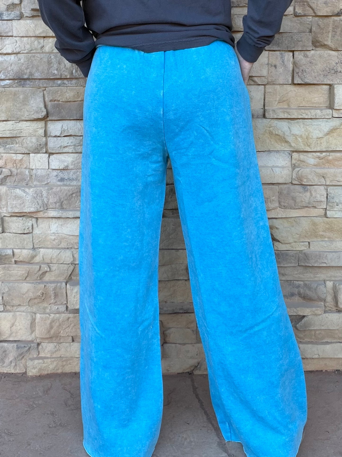 Zenana Wide Leg Sweatpants, Deep Sky