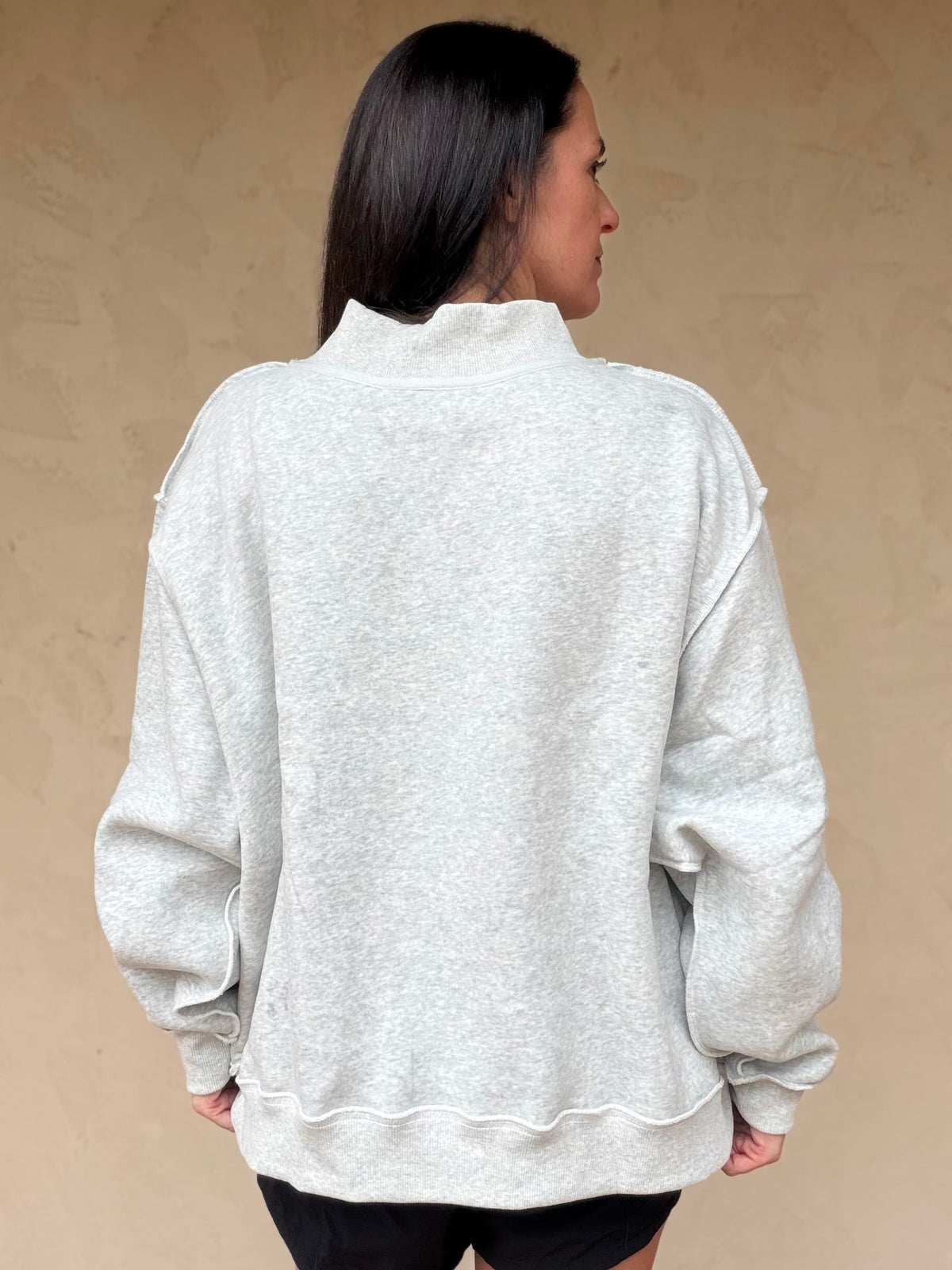 Bucketlist Oklahoma Mock Neck Sweatshirt, Grey