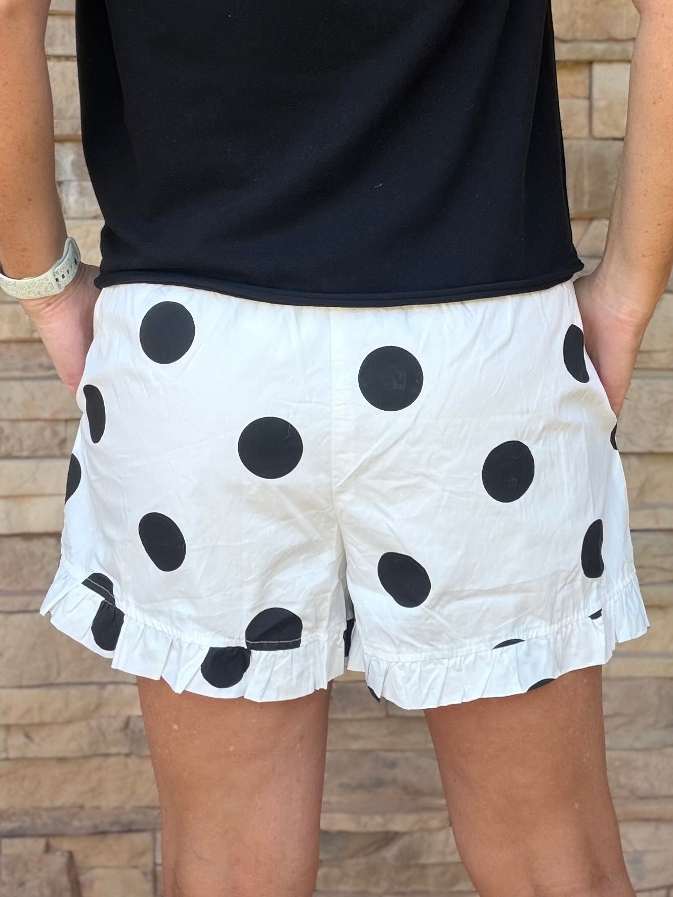 Ruffle Hem Polka Dot Shorts