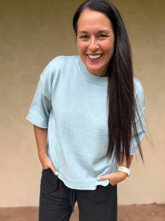 Lightweight Spring Sweater, Light Blue
